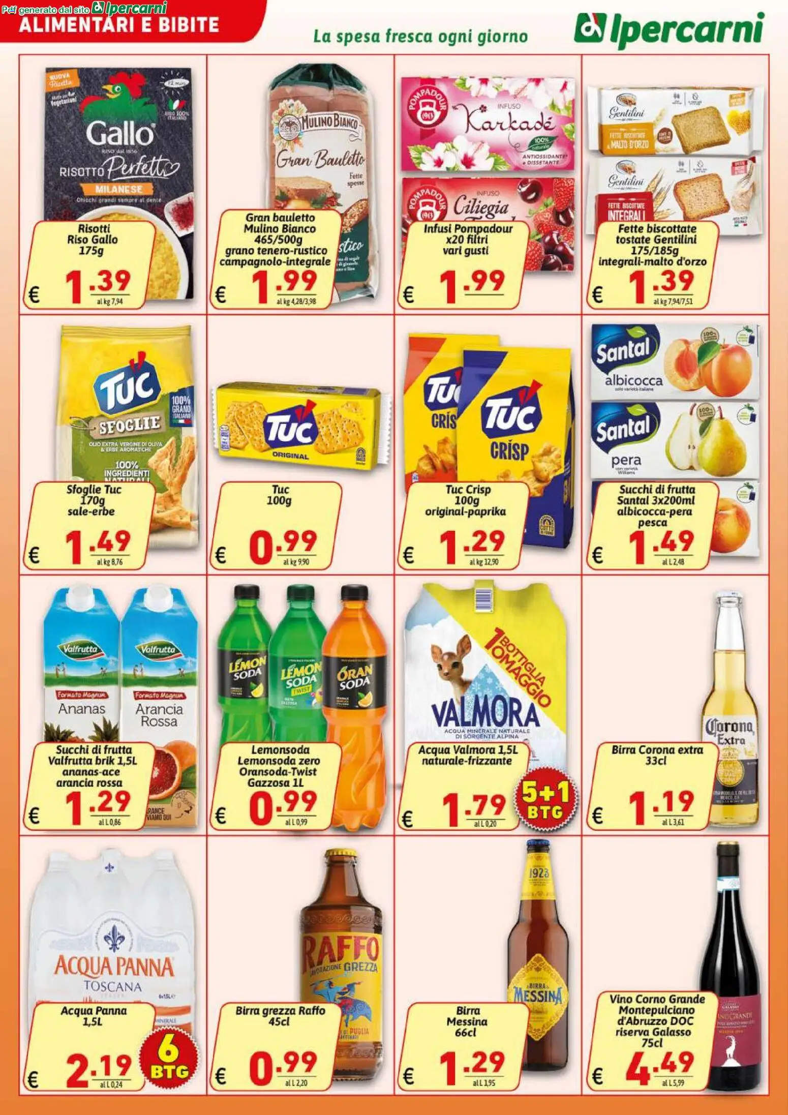 Volantino Ipercarni del 25.02.2026 | Pagina: 14 | Prodotti: Panna, Pesca, Birra messina, Fette biscottate
