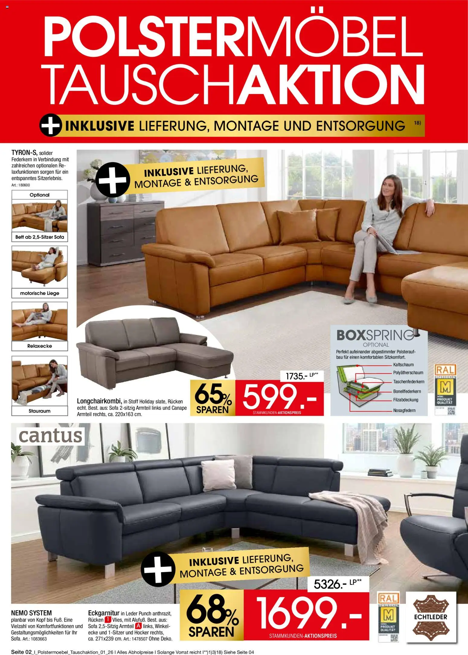 Zurbrüggen Polstermöbel Tauschaktion – gültig ab 17.04.2026 | Seite: 2 | Produkte: Hocker, Bett, Sofa, Liege