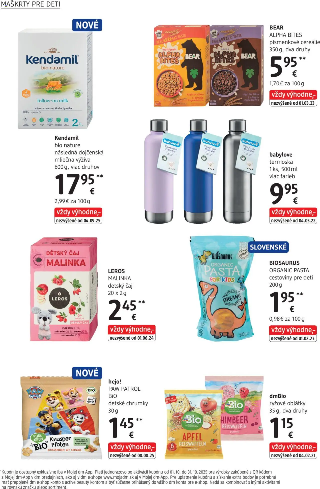 Nové dm drogerie akcie – leták je platný od 01.10.2025 | Strana: 24 | Produkty: Aku, Cestoviny, Kinder, Cereálie