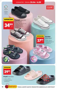 Pogląd oferty "Trampki damskie lub męskie, rozm. damskie: 37-40, męskie: 42-44, antypoślizgowa podeszwa" - ważna od 18.04.2026 | Strona: 28