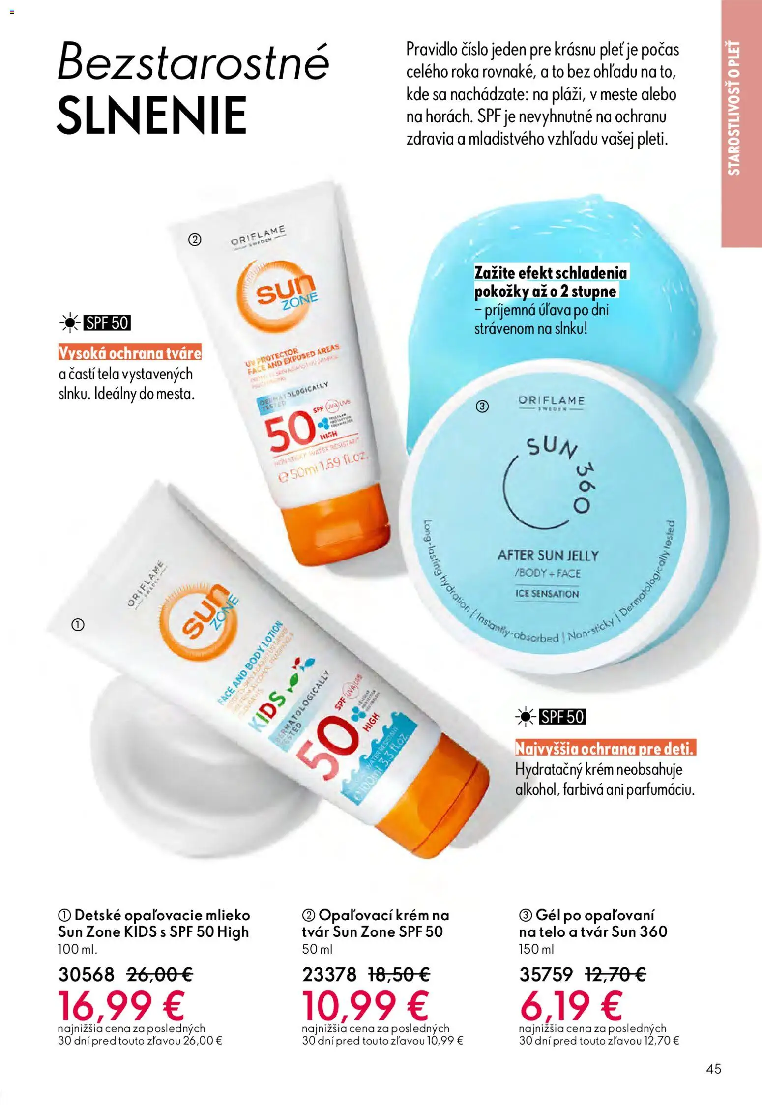 Nové Oriflame akcie – leták je platný od 25.03.2026 | Strana: 45 | Produkty: Mlieko, Opaľovací krém, Krém