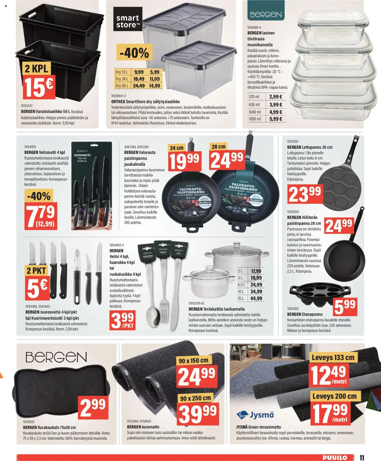 Puuilo tarjoukset – voimassa 16.03.2026 alkaen | Sivu: 11 | Tuotteet: Veitsi, Kattila, Paistinpannu, Haarukka