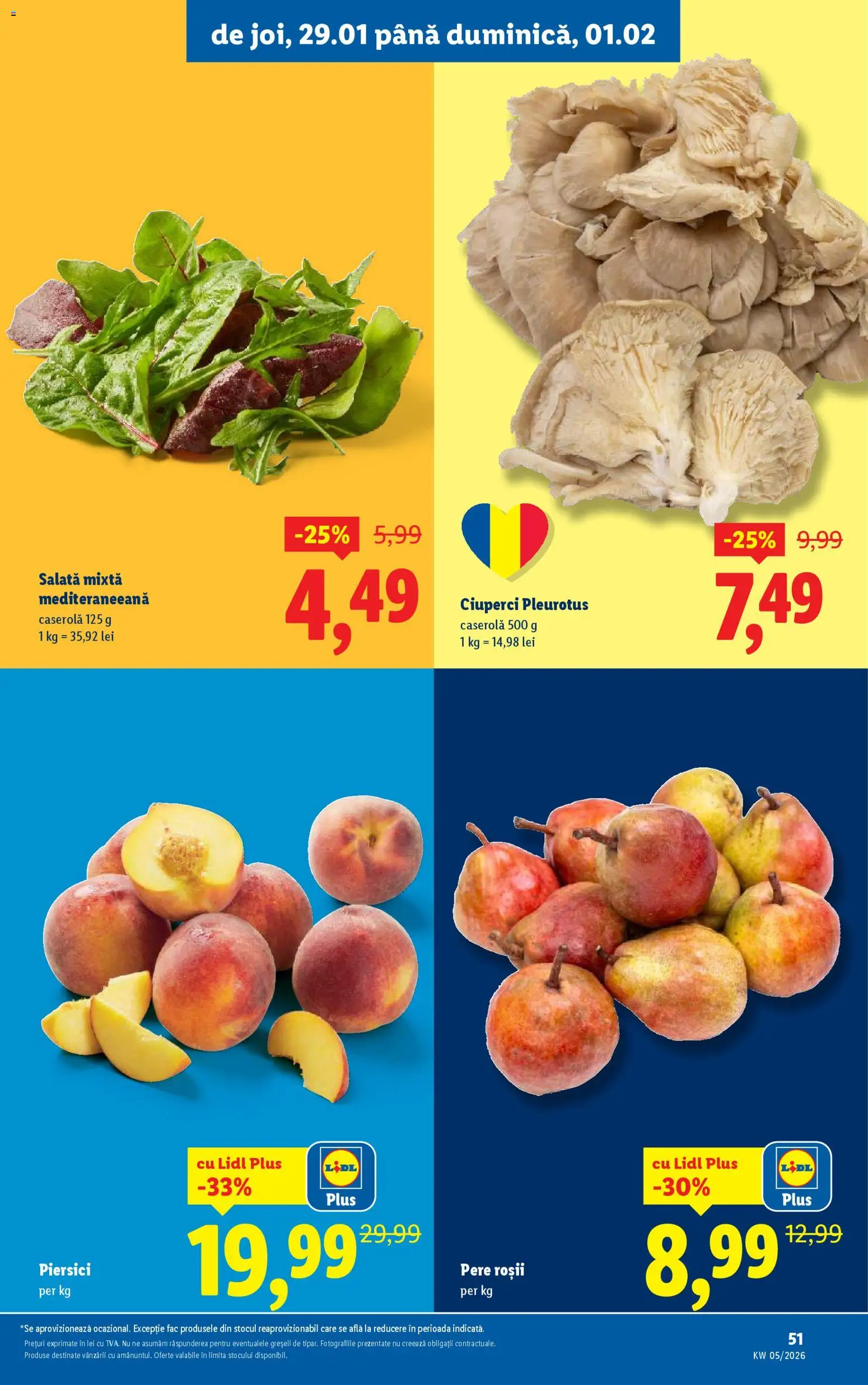 Noul catalog Lidl – valabil de la 26.01.2026 | Pagină: 51 | Produse: Ciuperci, Roșii, Salată