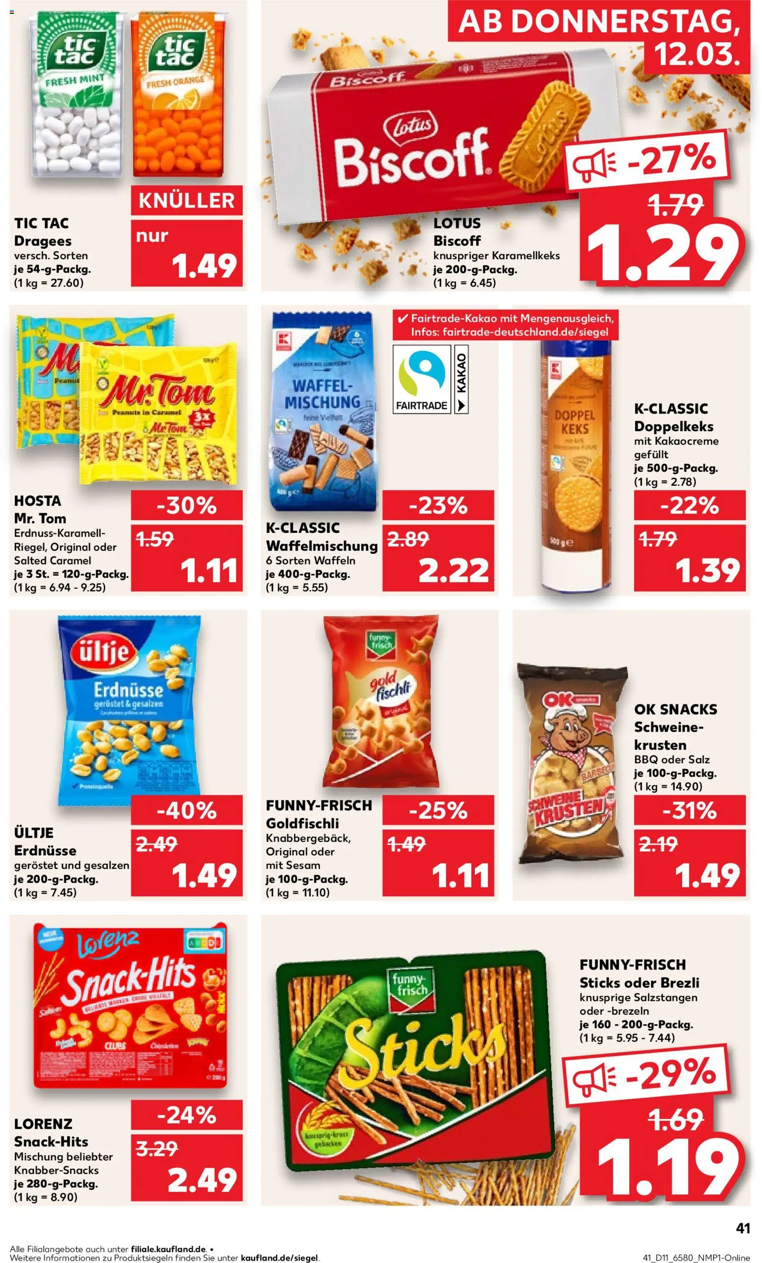 Kaufland Prospekt Hamburg	 – gültig ab 12.03.2026 | Seite: 41 | Produkte: Ultje erdnusse, Funny frisch, Waffeln, Salz