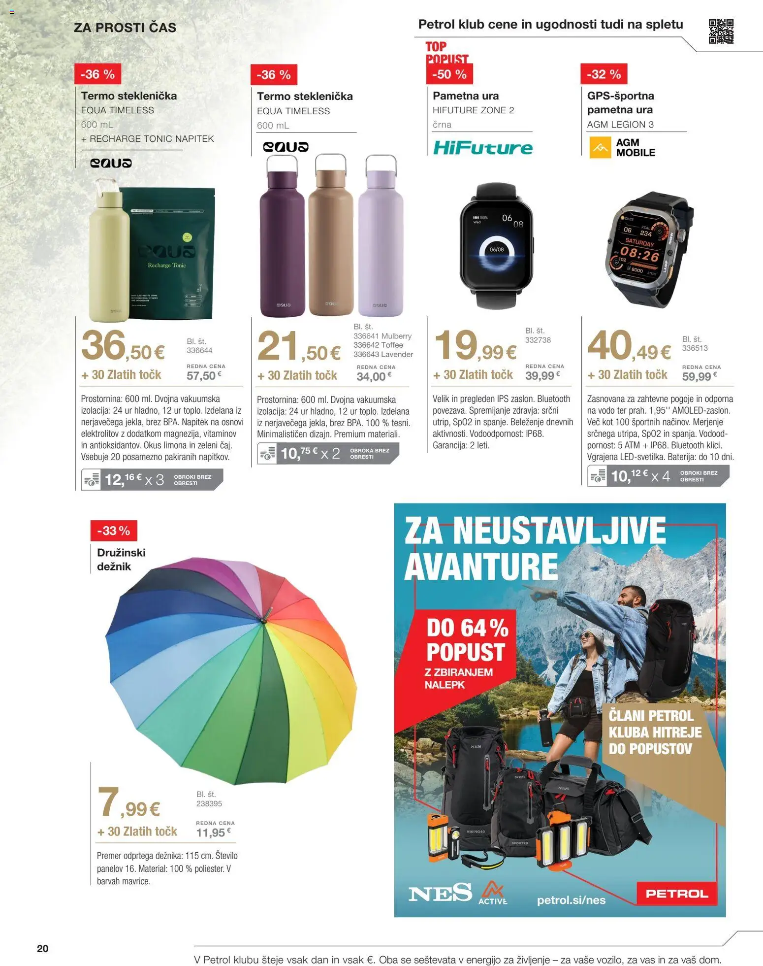 Novi Petrol katalog ponudbe – veljaven od 01.04.2026 | Stran: 20 | Izdelki: Ura, Baterija, Pametna ura, Deznik