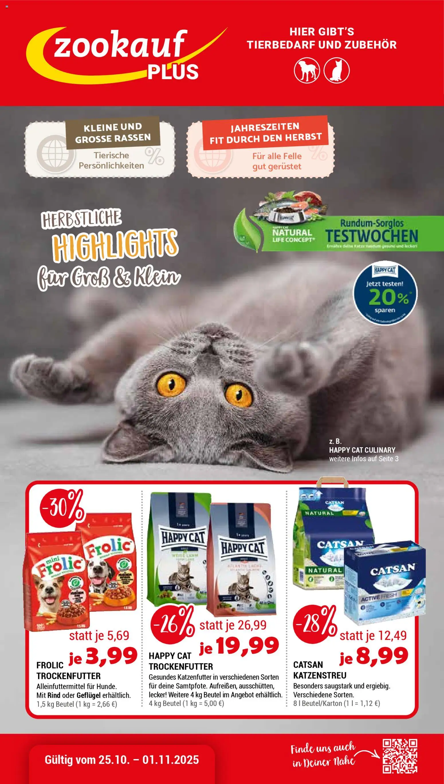 zookauf Prospekt 	 – gültig ab 25.10.2025 | Seite: 1 | Produkte: Catsan, Katzenfutter