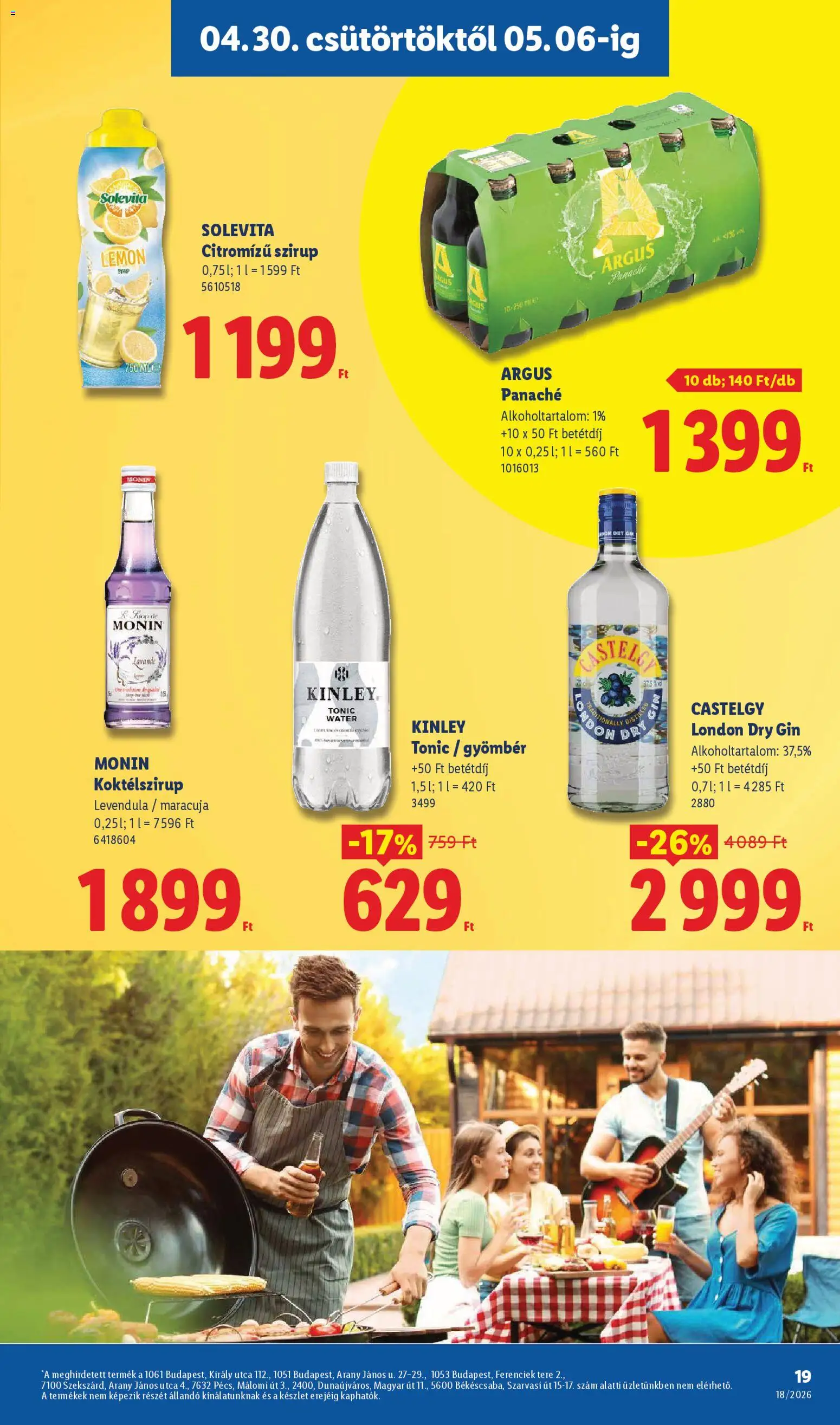 Lidl akciós ujság - amely érvényes a következő dátumtól: 30.04.2026 | Oldal: 19 | Termékek: Tonic, Gyömbér, Gin, Levendula