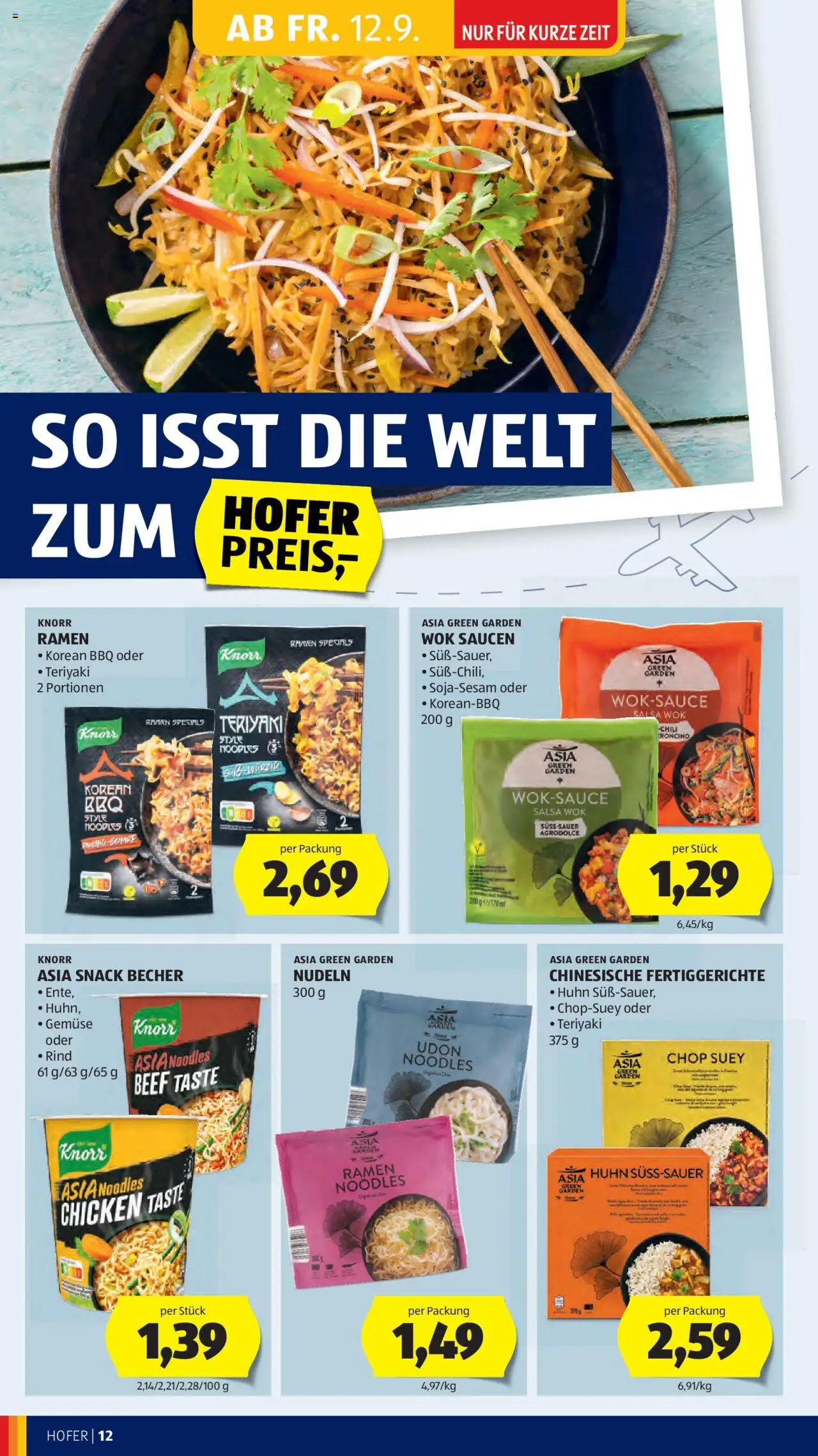 Hofer Flugblatt gültig ab 12.09.2025 | Seite: 14 | Produkte: Gemüse, Fertiggerichte, Chili, Nudeln