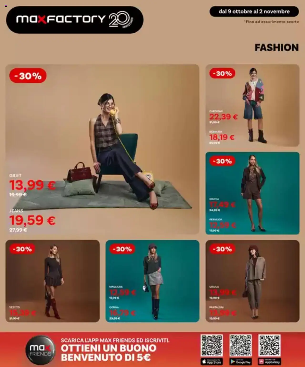 Volantino Max Factory del 09.10.2025 | Pagina: 4 | Prodotti: Giacca, Gonna, Gilet, Jeans