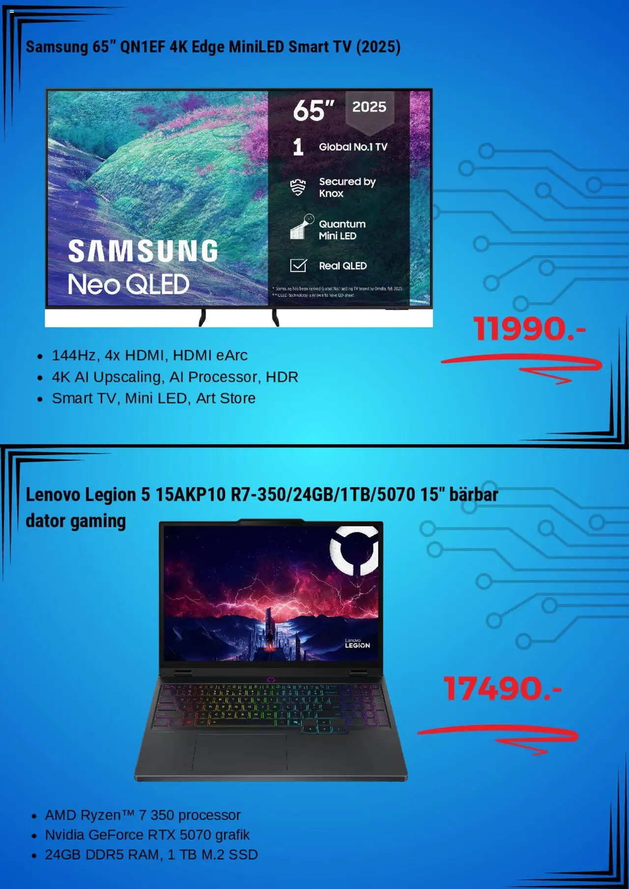 Elgiganten reklamblad aktuell från 19.08.2025 | Sida: 4 | Produkter: Smart tv, Dator, Tv