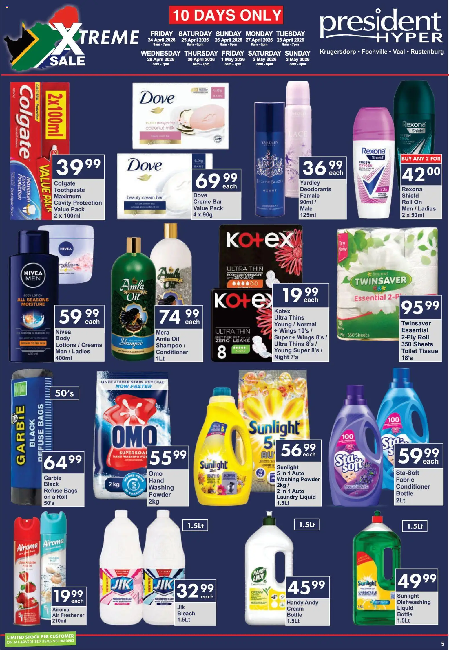 New President Hyper catalogue – valid from 24.04.2026 | Page: 5 | Products: Blazer, Toilet, Air freshener, Toothpaste
