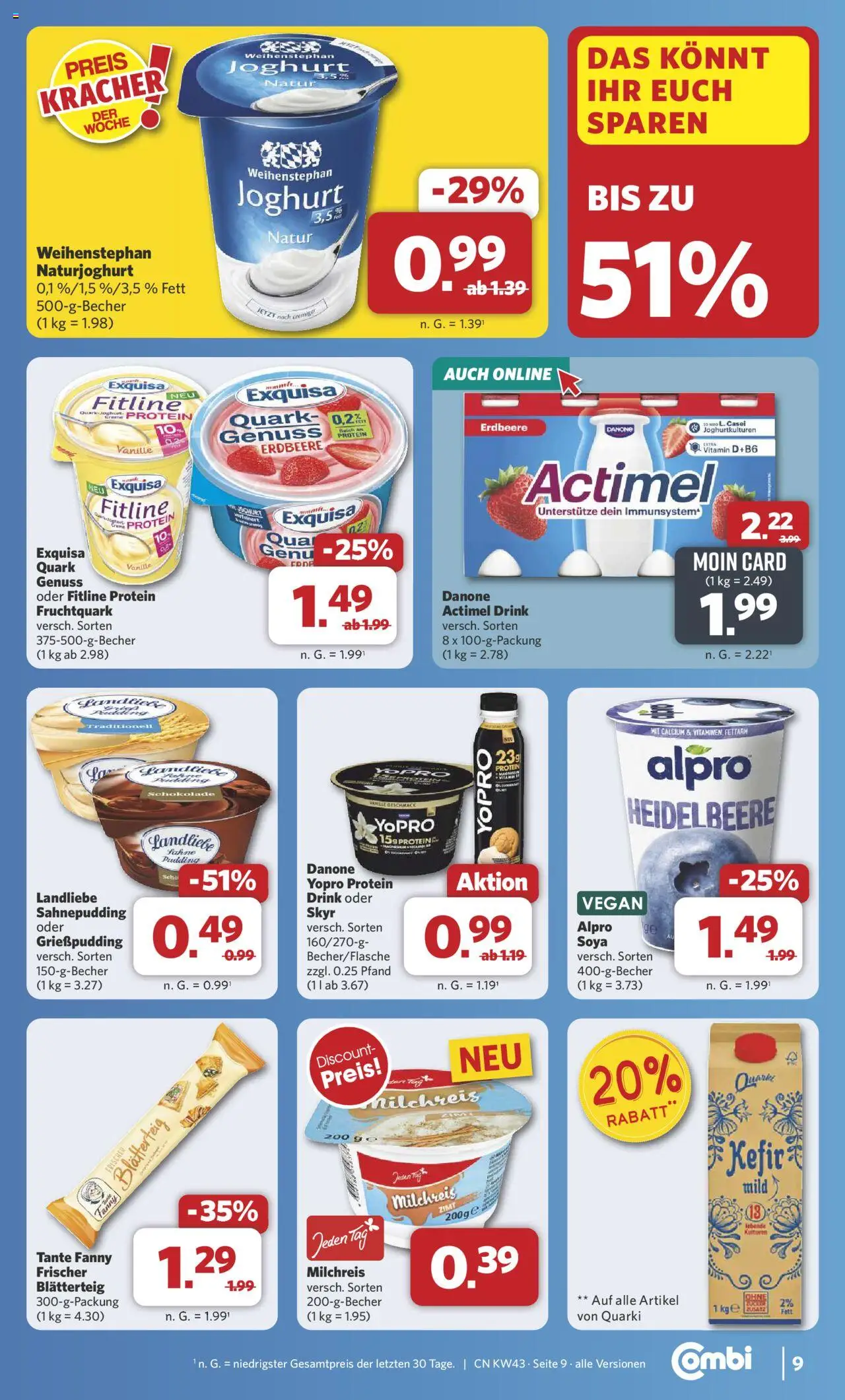 Combi Prospekt 	 – gültig ab 20.10.2025 | Seite: 10 | Produkte: Kefir, Joghurt, Exquisa, Sahne