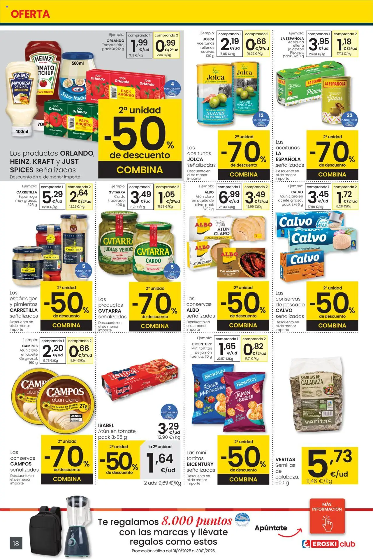 Eroski - Precio más bajo Center │ válido desde el 16.10.2025 | Página: 18 | Productos: Πράσινο τσάι, Aceite, Aceite de oliva, Οθόνη προβολής