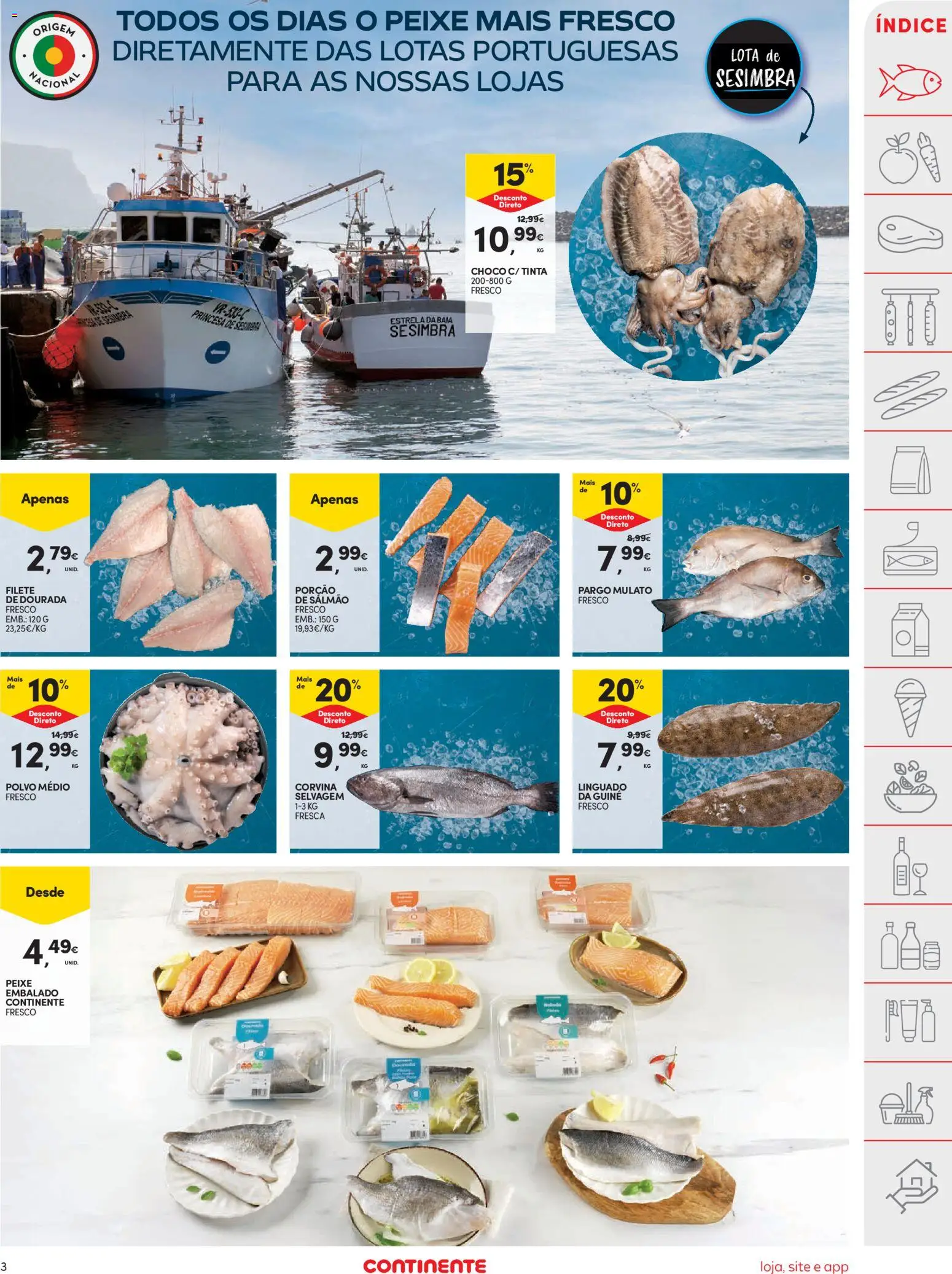 Continente folheto │ válido de 14.04.2026 | Página: 3 | Produtos: Dourada, Polvo, Salmão, Peixe