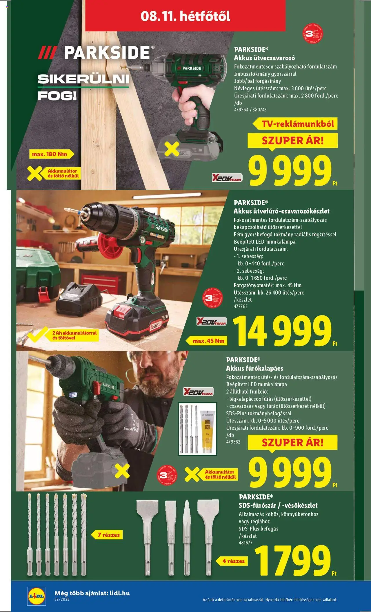 Lidl akciós ujság - amely érvényes a következő dátumtól: 07.08.2025 | Oldal: 38 | Termékek: Parkside, Fúrókalapács, Akkumulátor, Töltő