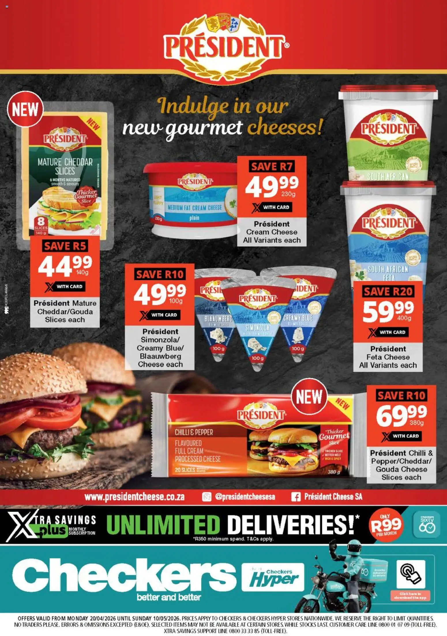 New Checkers catalogue – valid from 20.04.2026 | Page: 1 | Products: Cheese, Cream, Máscara de pestañas, Chilli