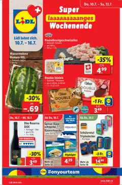 Lidl Aktionen ab 10.07.2025 | Seite: 1 | Produkte: Pouletbrust, Wein, Himbeere, Wassermelone