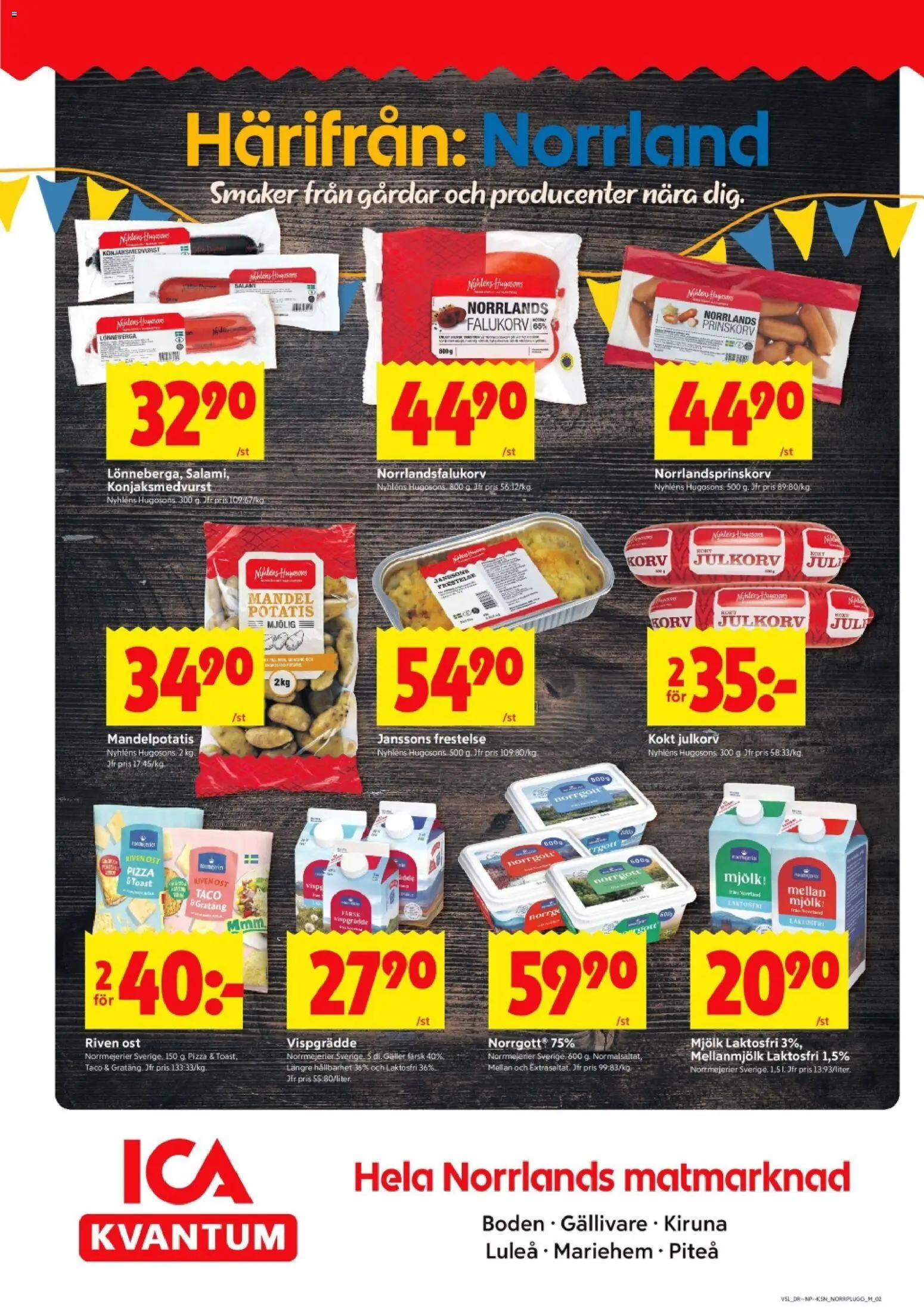 ICA Kvantum reklamblad aktuell från 15.12.2025 | Sida: 10 | Produkter: Falukorv, Ost, Pizza, Vispgrädde