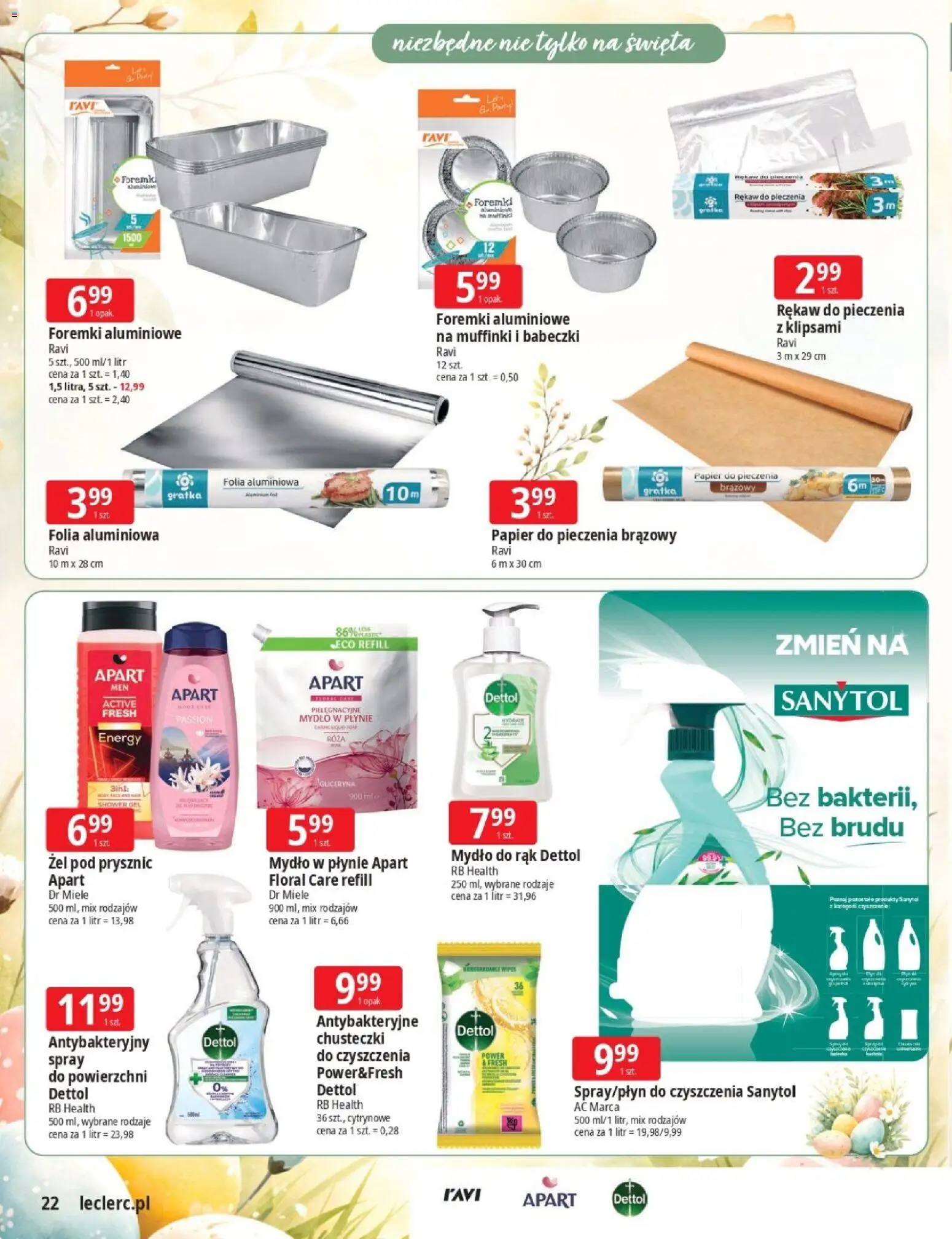 E.Leclerc gazetka - Wielkanoc od 17.03.2026 | Strona: 22 | Produkty: Mydło w płynie, Papier do pieczenia, Mydło, Żel pod prysznic