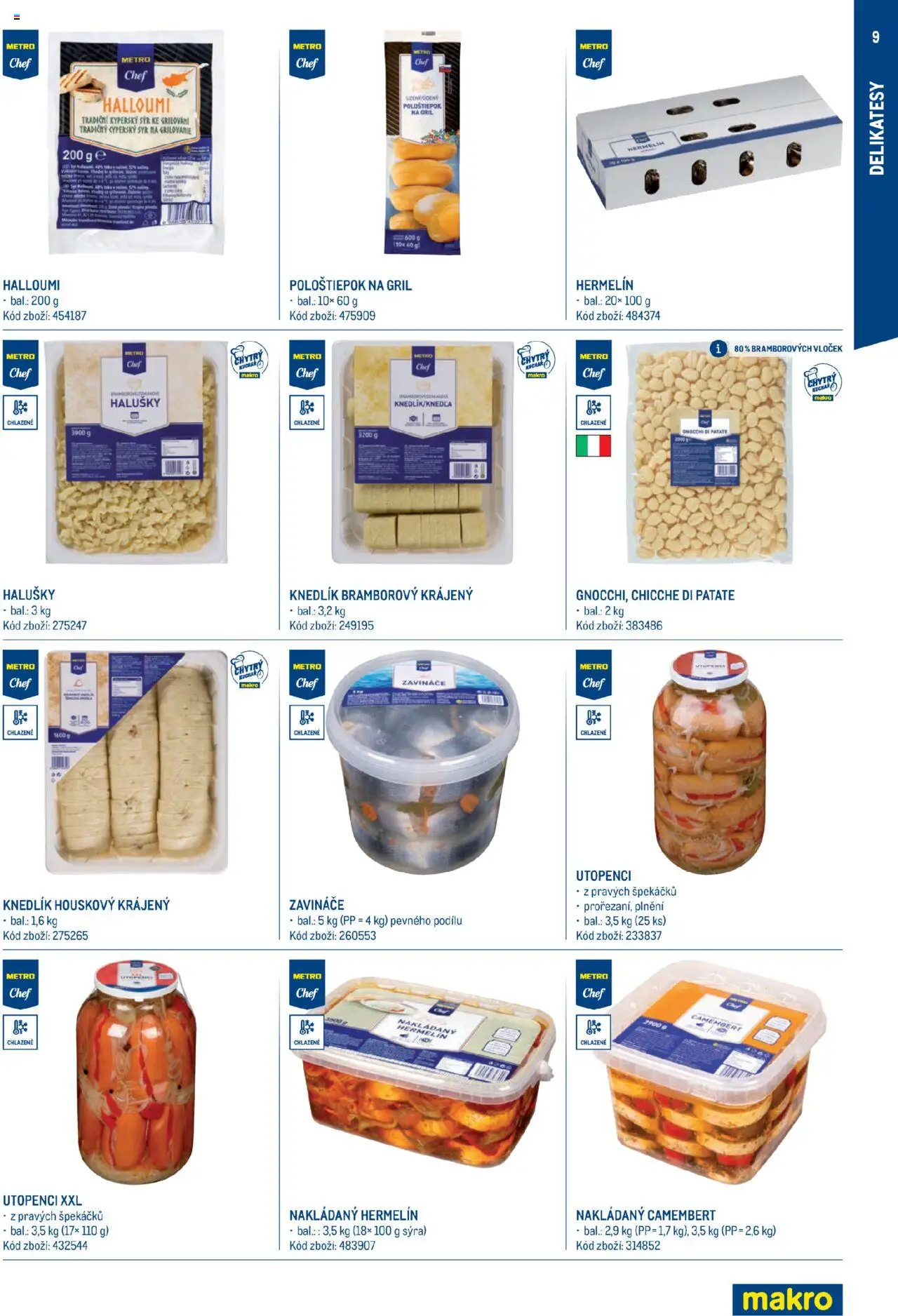 Makro leták - Letní sezona od 17.07.2025 | Strana: 9 | Produkty: Hermelín, Nakládaný hermelín, Halloumi, Gnocchi