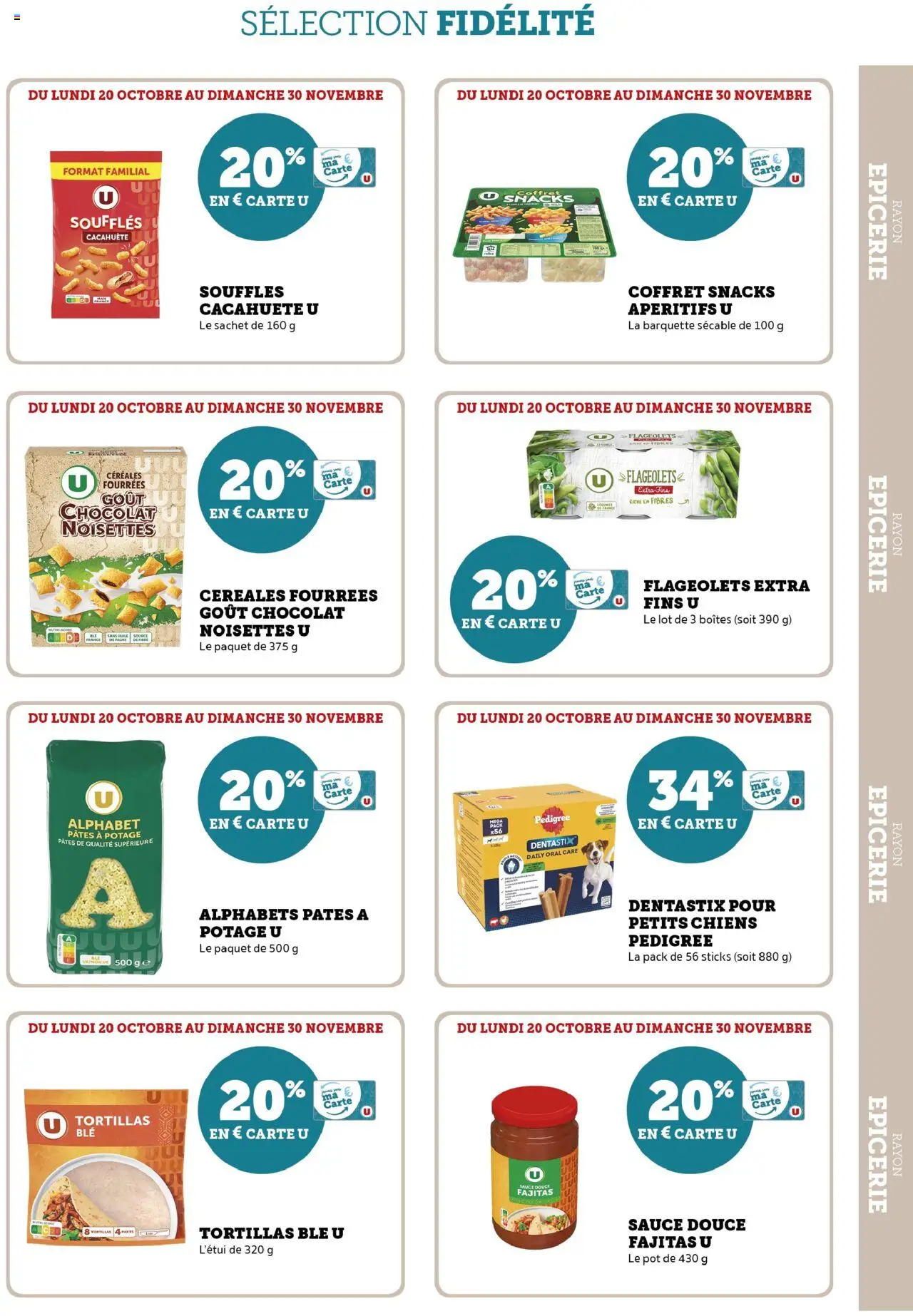 {H1} | Page: 23 | Produits: Cacahuète, Tortillas, Chocolat, Céréales