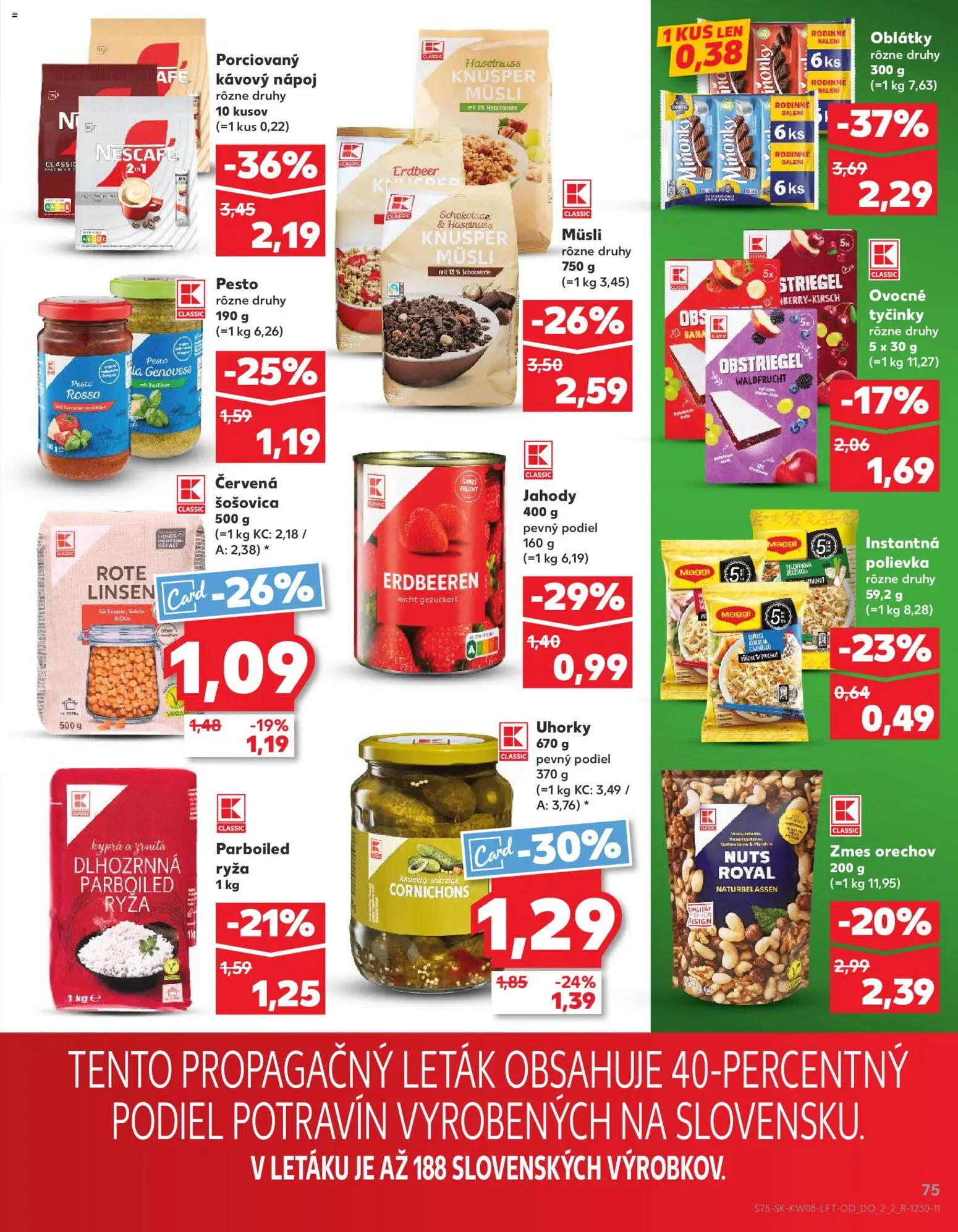 Nové Kaufland akcie – leták je platný od 19.02.2026 | Strana: 75 | Produkty: Ryža, Šošovica, Jahody, Uhorky