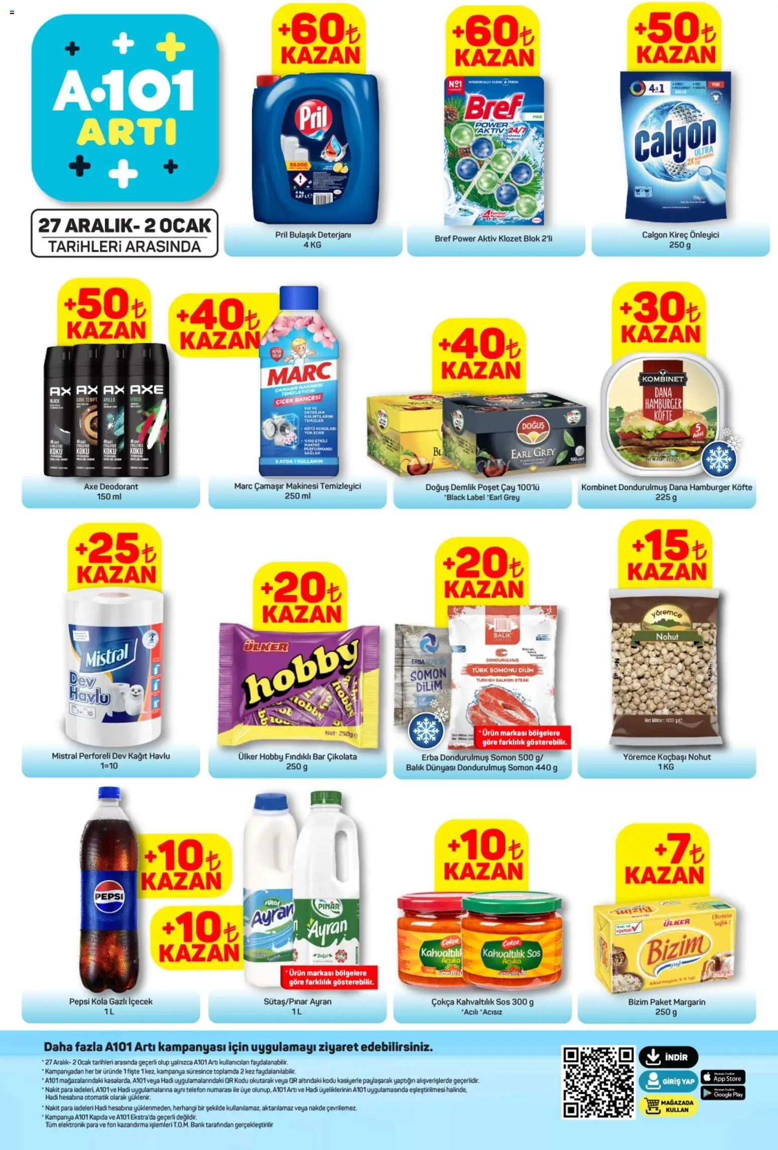 A101 Arti - 27.12.2025 tarihinden itibaren geçerlidir | Sayfa: 1 | Ürünler: Deodorant, Kağıt havlu, Çamaşır makinesi, Ocak