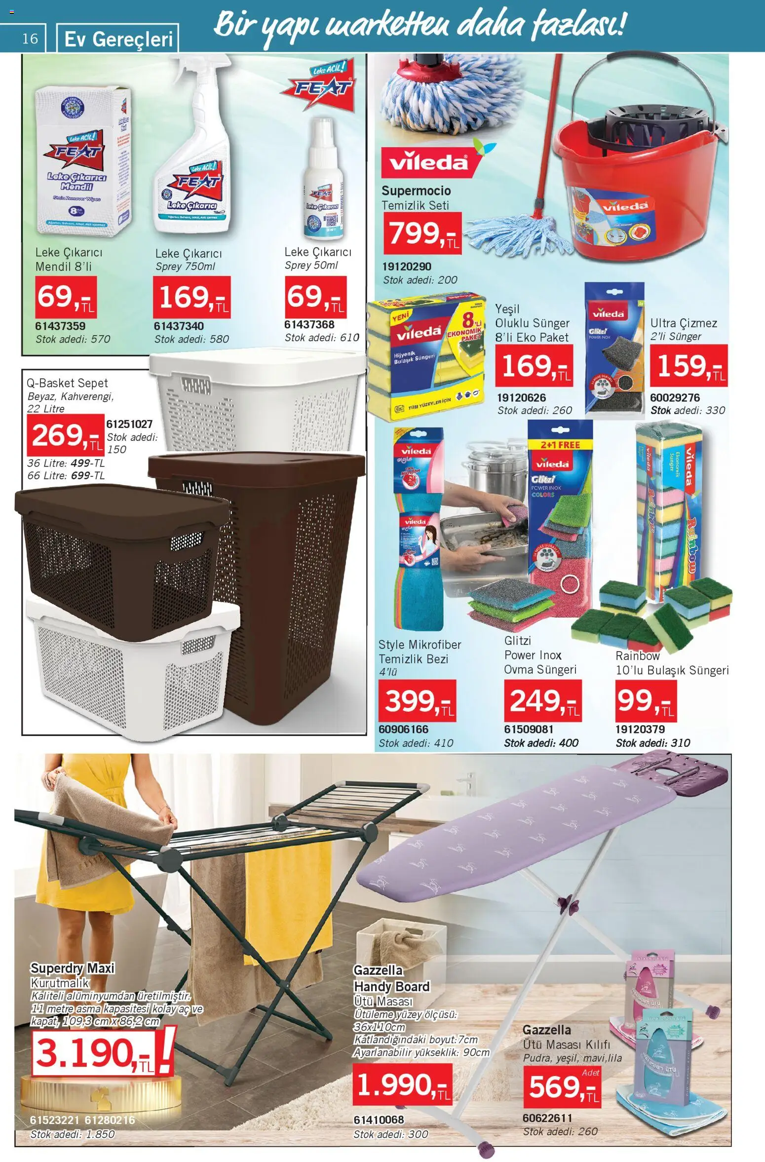 Bauhaus Katalog - 01.11.2025 tarihinden itibaren geçerlidir | Sayfa: 16 | Ürünler: Kurutmalık, Mendil, Leke çıkarıcı, Ütü