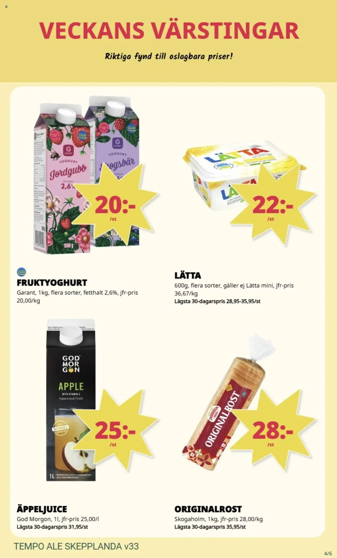 Tempo reklamblad aktuell från 11.08.2025 | Sida: 4 | Produkter: Galler, Yoghurt, Äpple