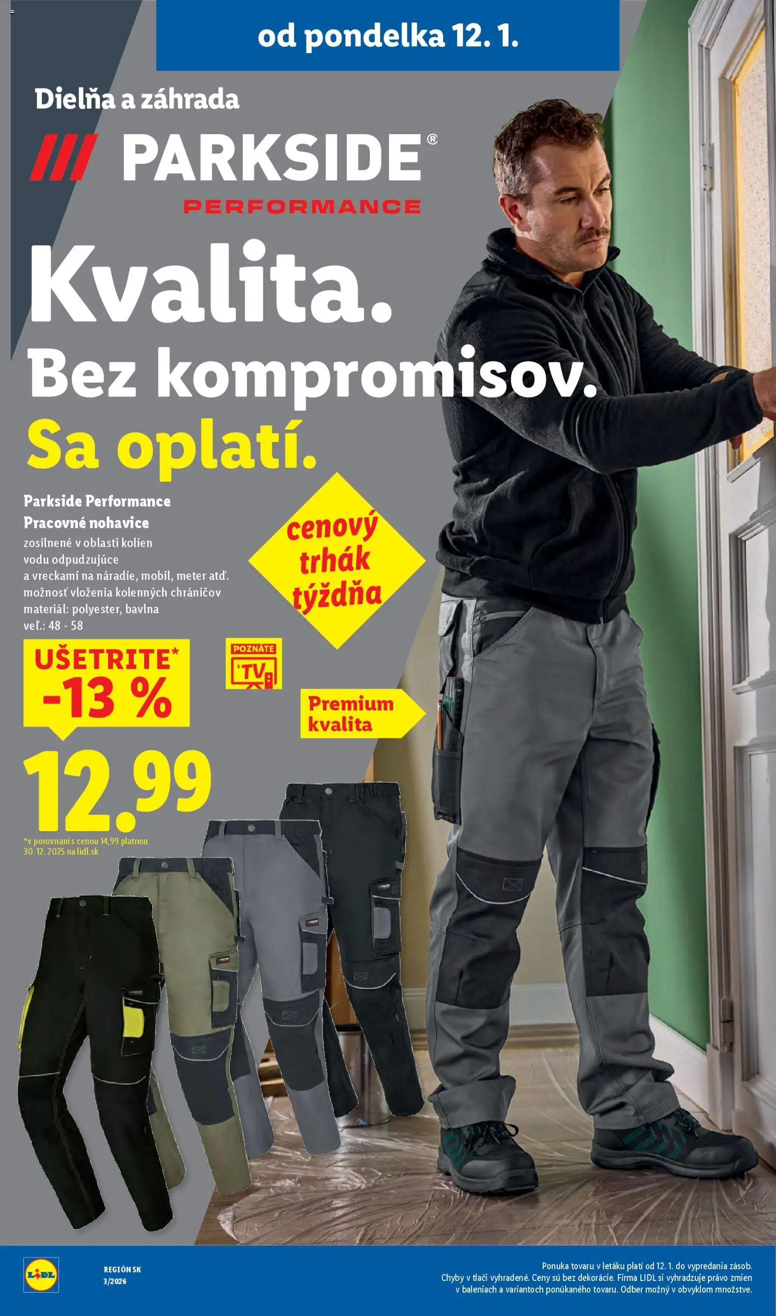 Nové Lidl akcie – leták je platný od 12.01.2026 | Strana: 38 | Produkty: Parkside, Nohavice