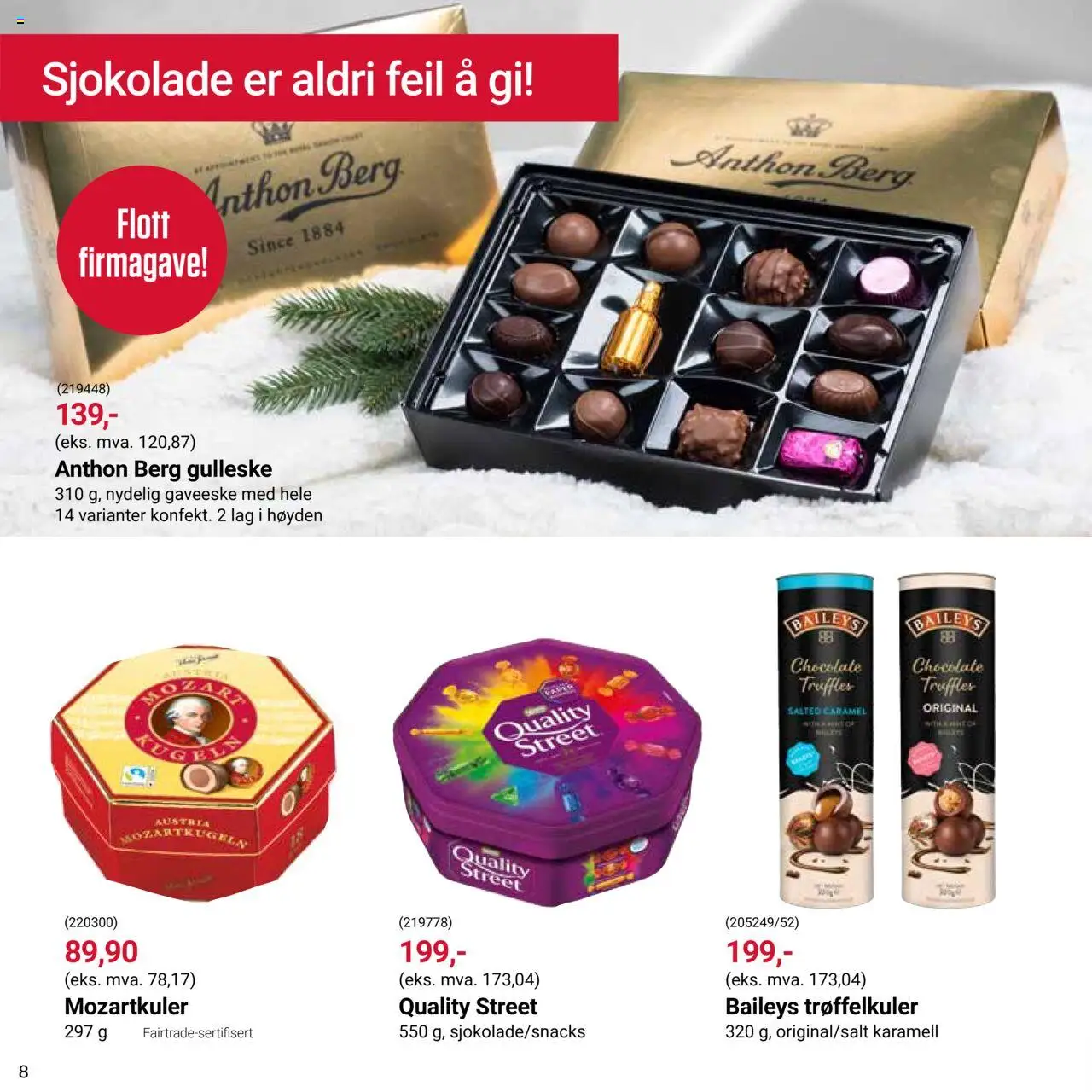 {H1} | Side: 8 | Produkter: Sjokolade, Savon doux, Ättika