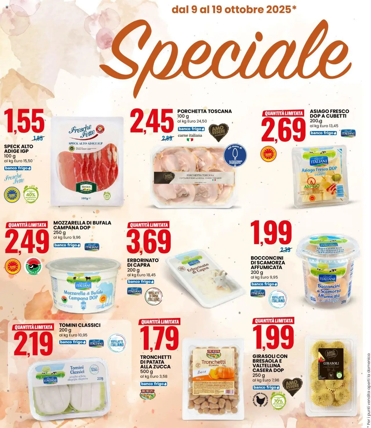 Volantino Eurospin del 09.10.2025 | Pagina: 2 | Prodotti: Speck, Porchetta, Bresaola, Forno