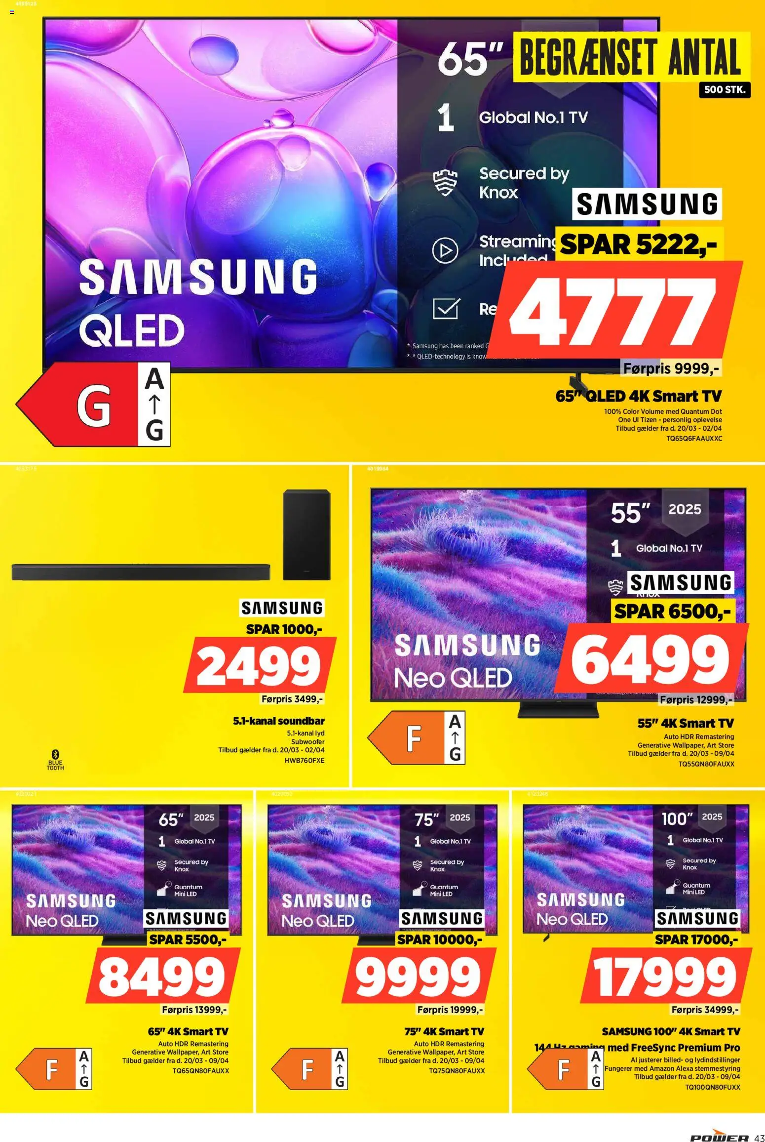 Power tilbudsavis – gyldig fra 01.04.2026 | Side: 43 | Produkter: Soundbar, Smart TV, Is, Lyd
