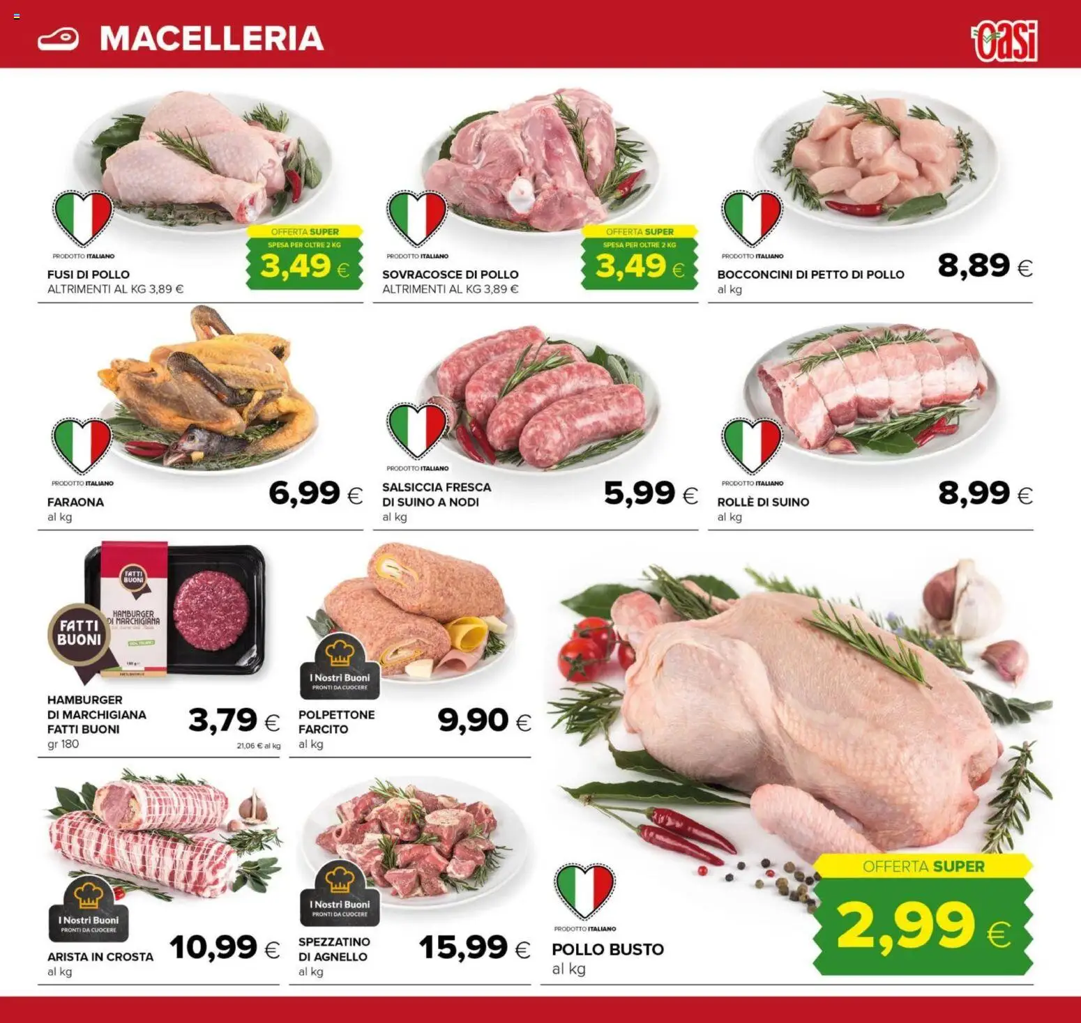 Volantino Oasi del 26.03.2026 | Pagina: 11 | Prodotti: Pollo, Salsiccia, Agnello, Hamburger