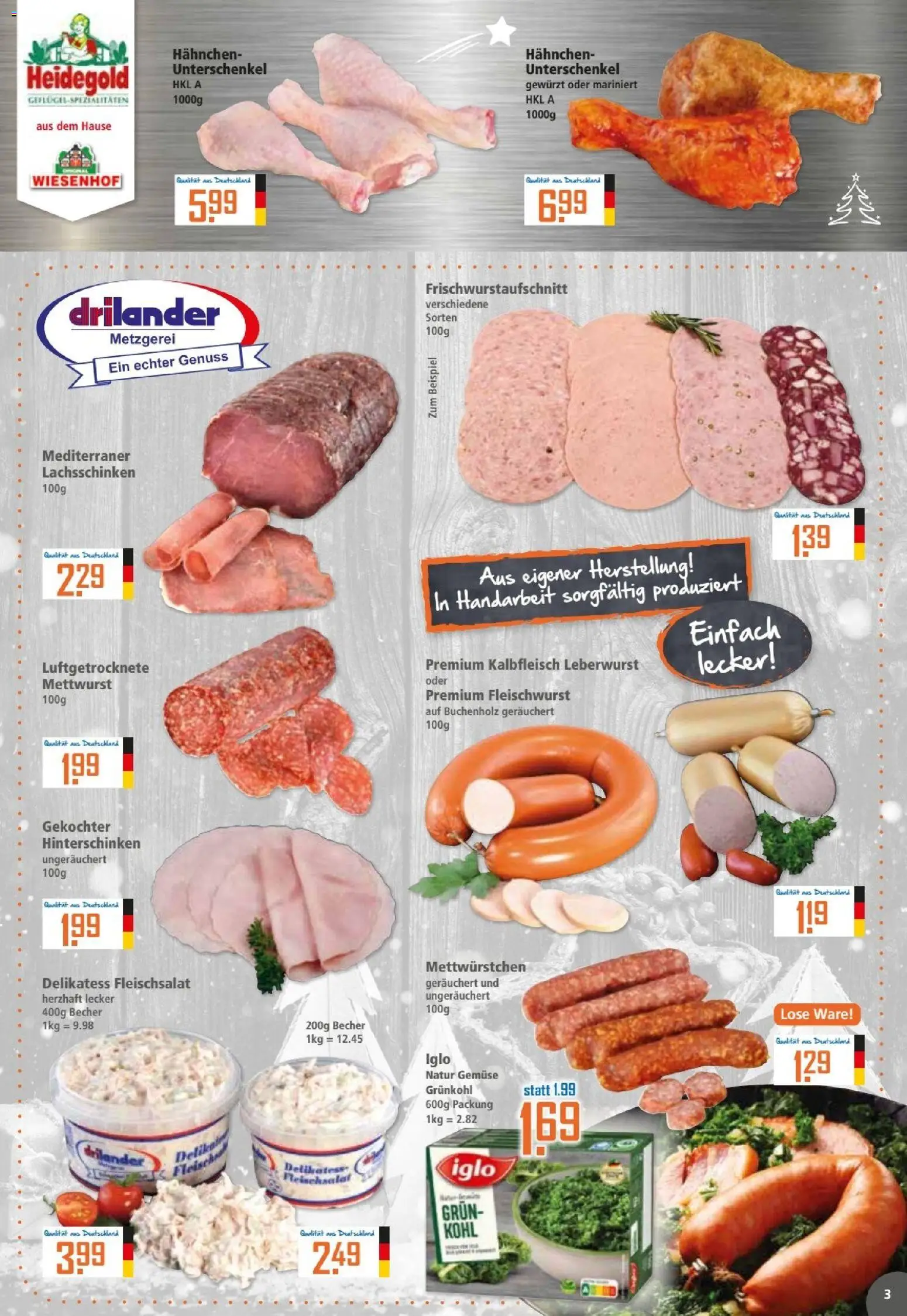Klaas & Kock Prospekt – gültig ab 01.12.2025 | Seite: 3 | Produkte: Hahnchen, Iglo, Gemüse