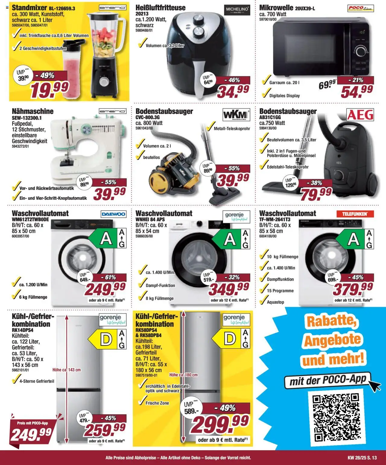 Poco Prospekt 	 - gültig ab dem 05.07.2025 | Seite: 13 | Produkte: Gorenje, Mikrowelle, Nähmaschine, Heißluftfritteuse