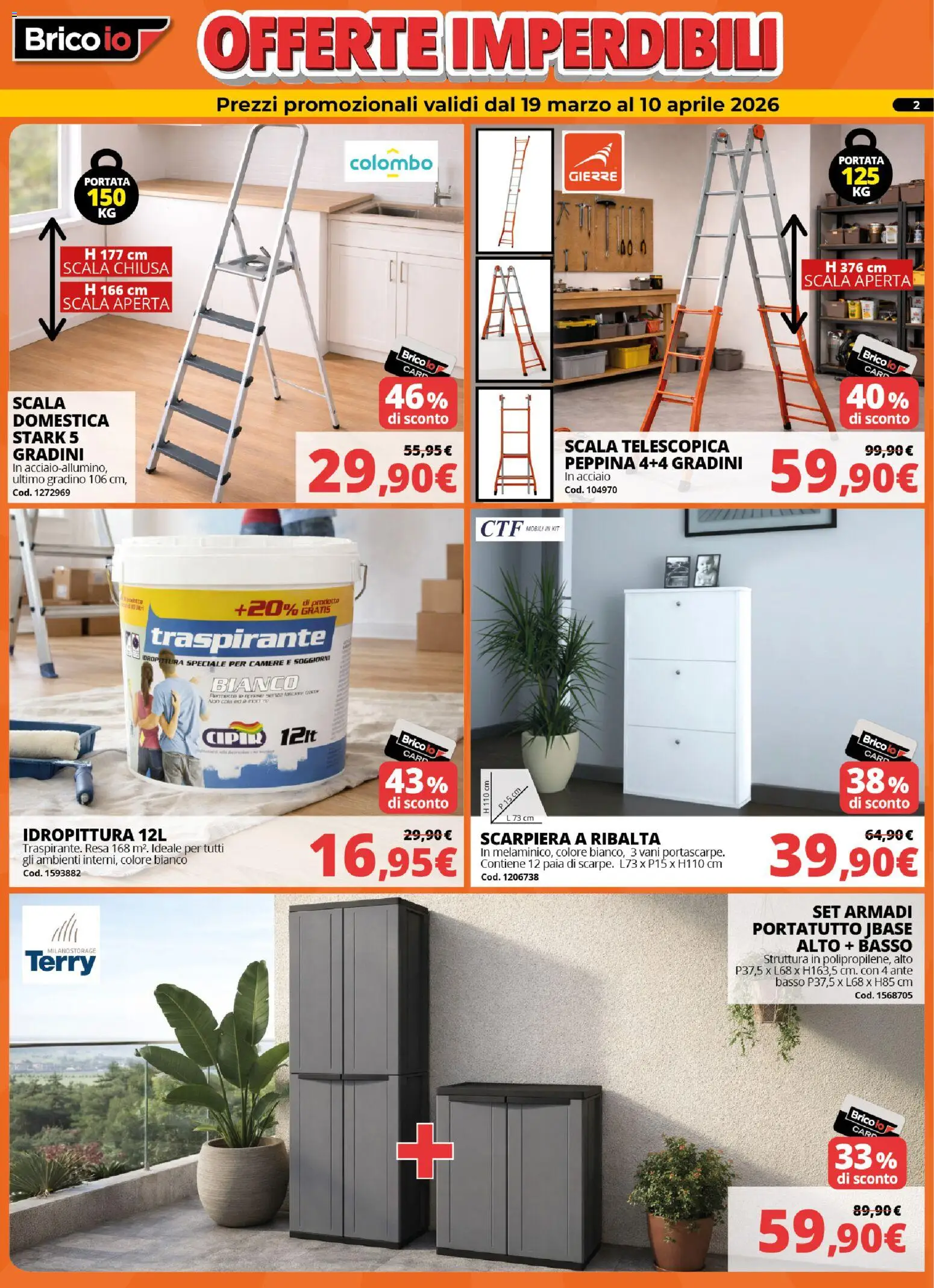 Volantino Brico io del 19.03.2026 | Pagina: 2 | Prodotti: Mobile, Scala, Scarpiera