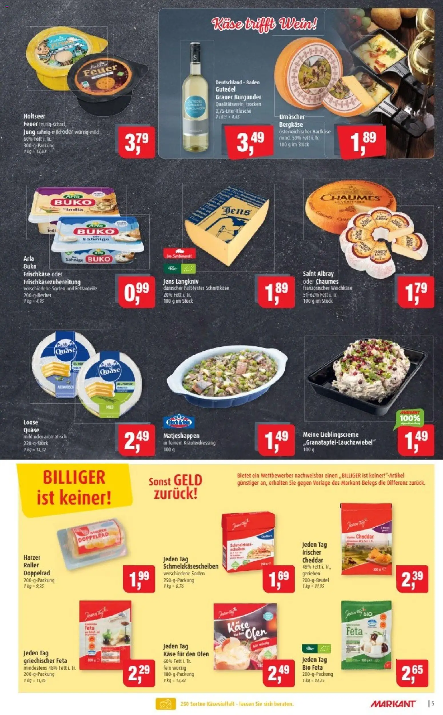 Markant Prospekt 	 – gültig ab 05.01.2026 | Seite: 5 | Produkte: Feta, Käse, Wein, Frischkase