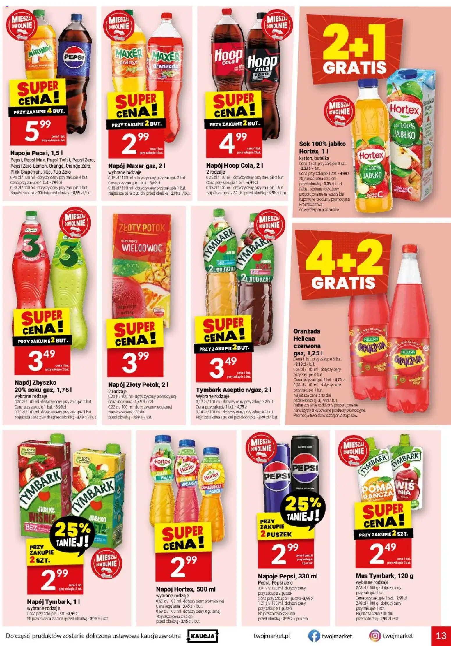 Twój Market gazetka od 22.04.2026 | Strona: 13 | Produkty: Mango, Napoje, Pepsi, Mięta