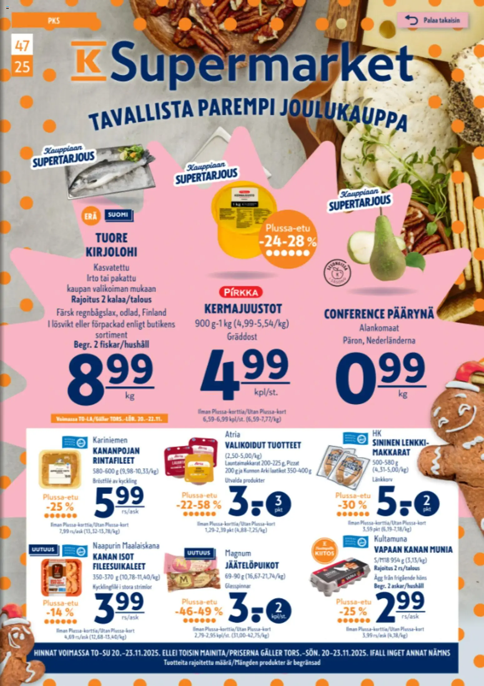 K-Supermarket tarjoukset – voimassa 20.11.2025 alkaen | Sivu: 1 | Tuotteet: Kirjolohi