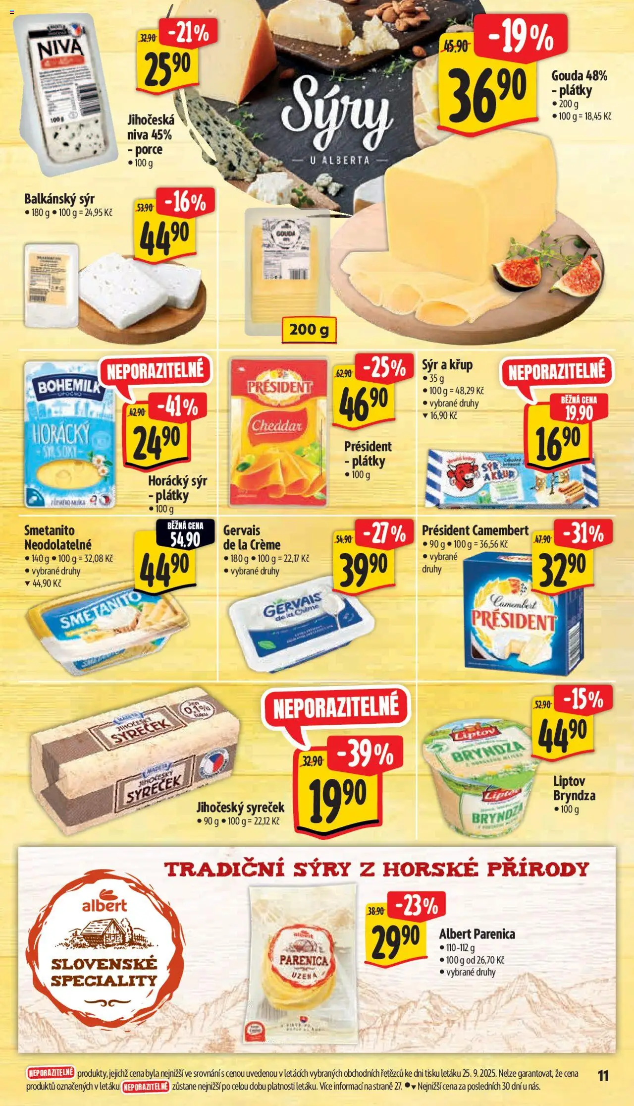 Albert leták - Supermarket od 01.10.2025 | Strana: 18 | Produkty: Sýr, Balkánský sýr, Niva, Bryndza