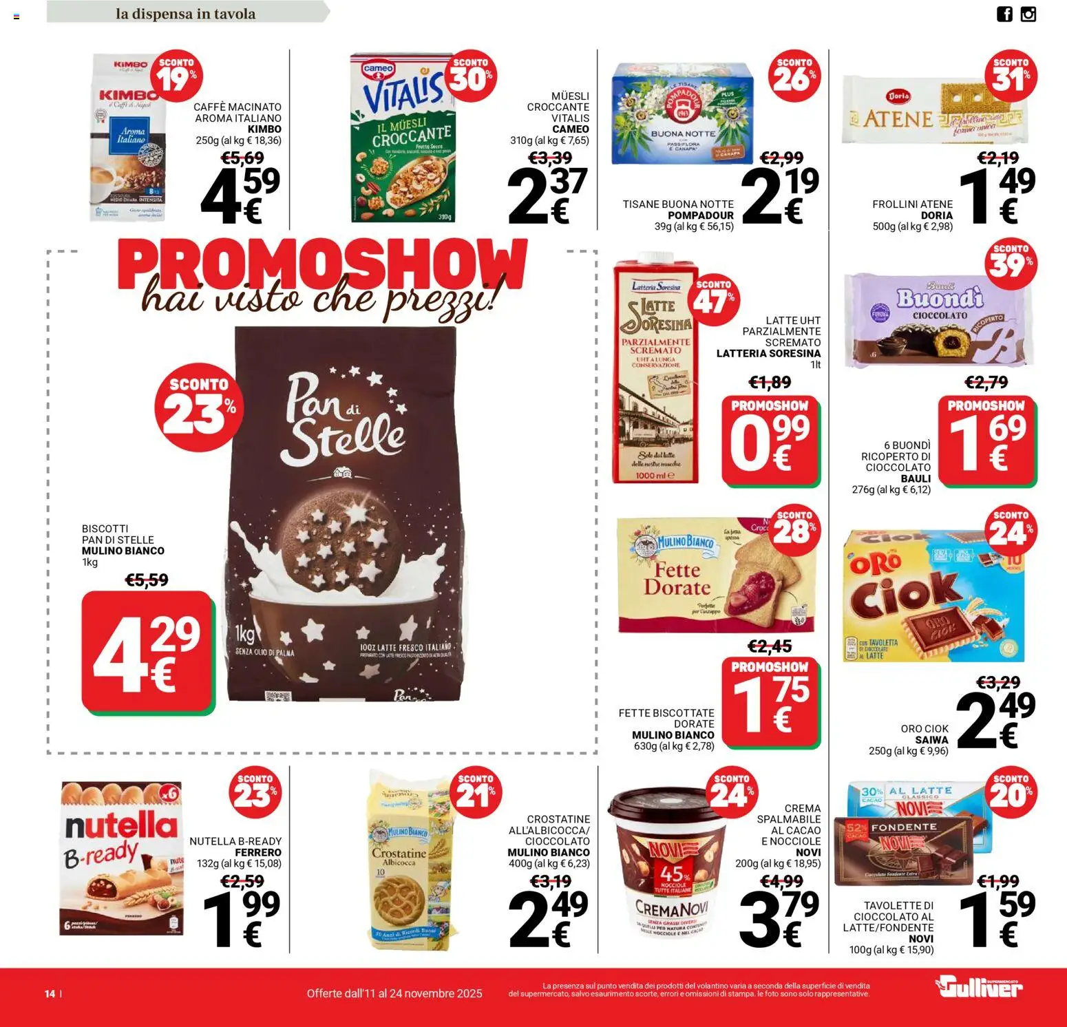 Volantino Gulliver del 11.11.2025 | Pagina: 14 | Prodotti: Crema, Caffè, Nocciole, Nutella