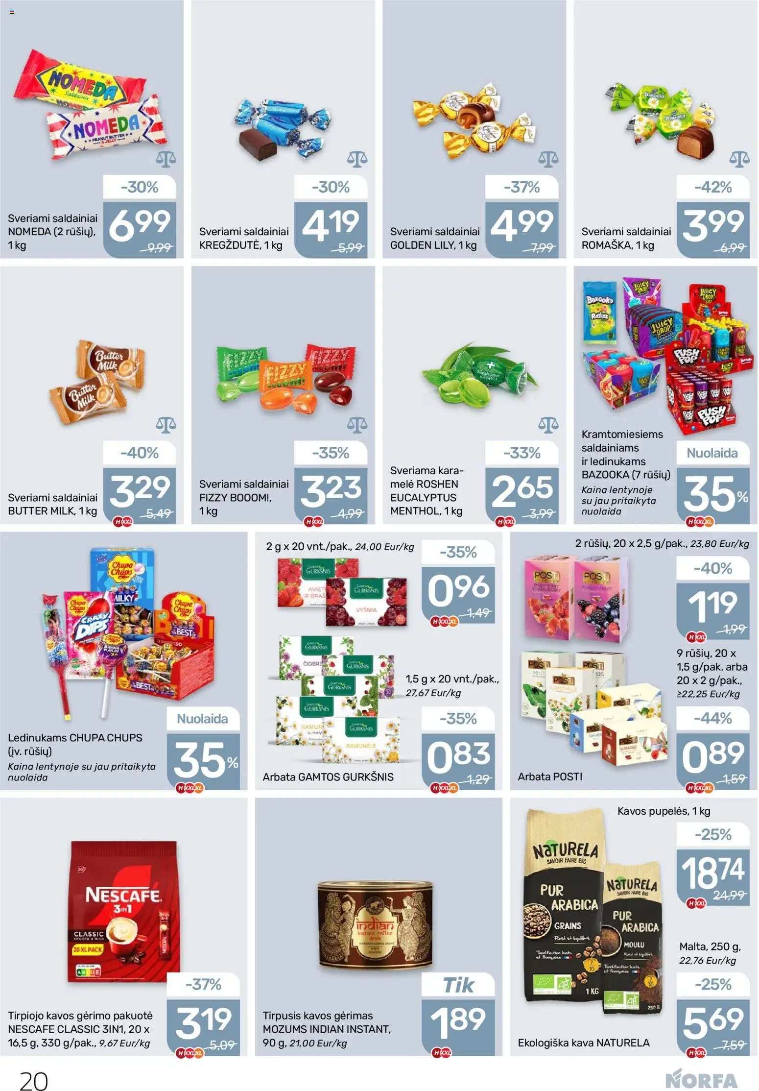 NORFA akcijos nuo 30.10.2025 | Puslapis: 20 | Prekių: Kava, Arbata, Saldainiai