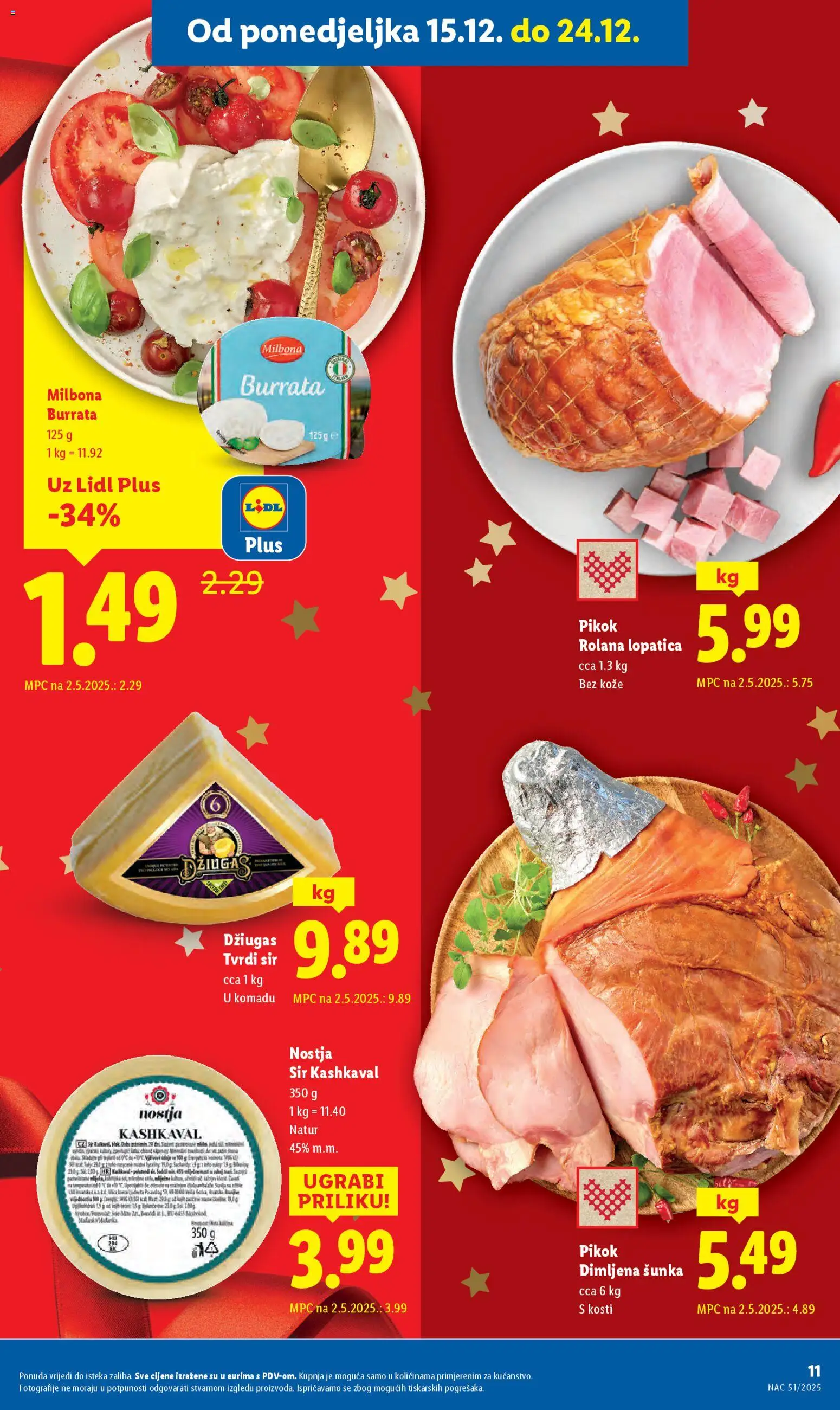 Lidl katalog | vrijedi od 15.12.2025 | Stranica: 11 | Proizvodi: Sir, Džiugas, Lopatica, Tvrdi sir