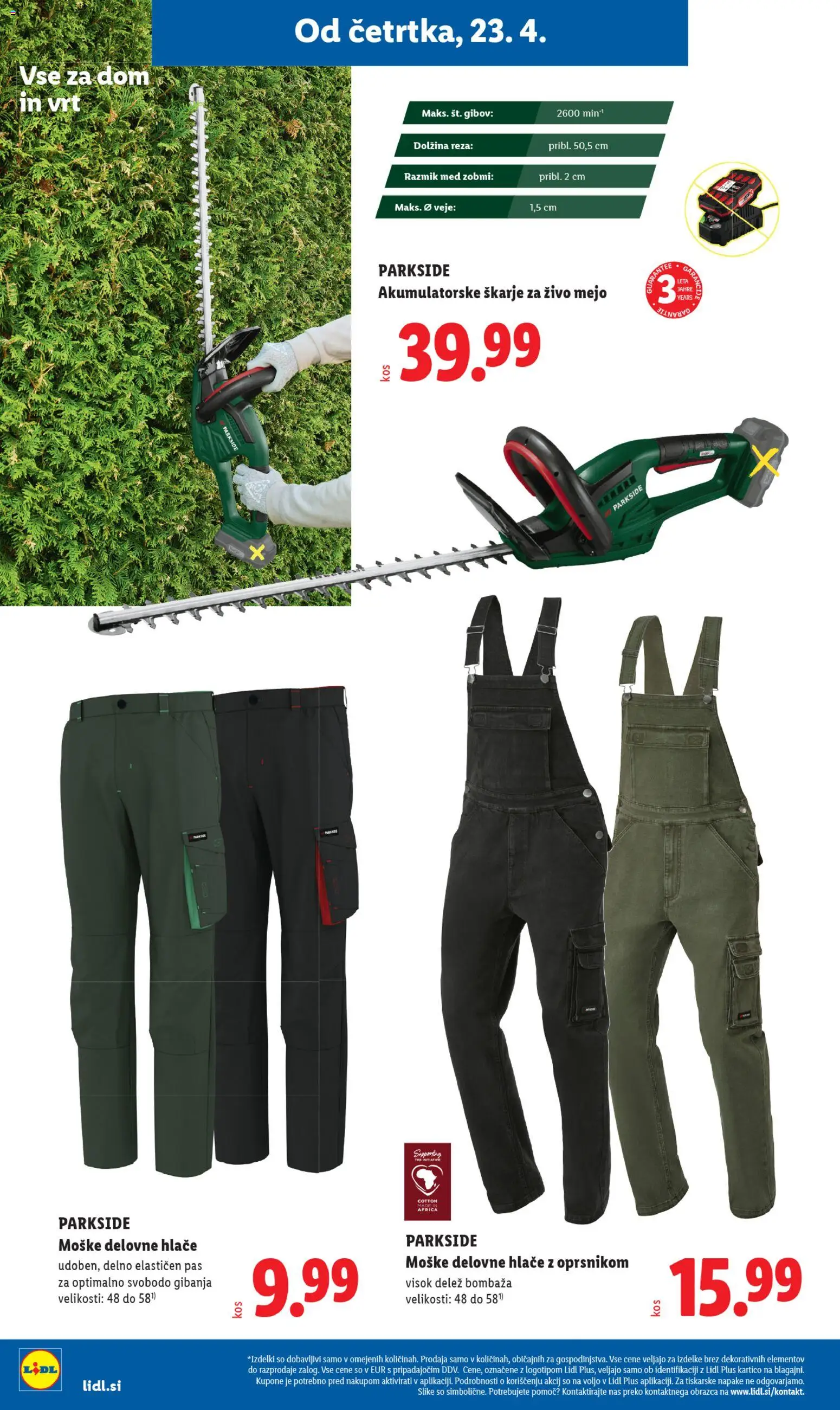 Novi Lidl katalog ponudbe – veljaven od 20.04.2026 | Stran: 40 | Izdelki: Škarje za živo mejo, Hlace, Pas