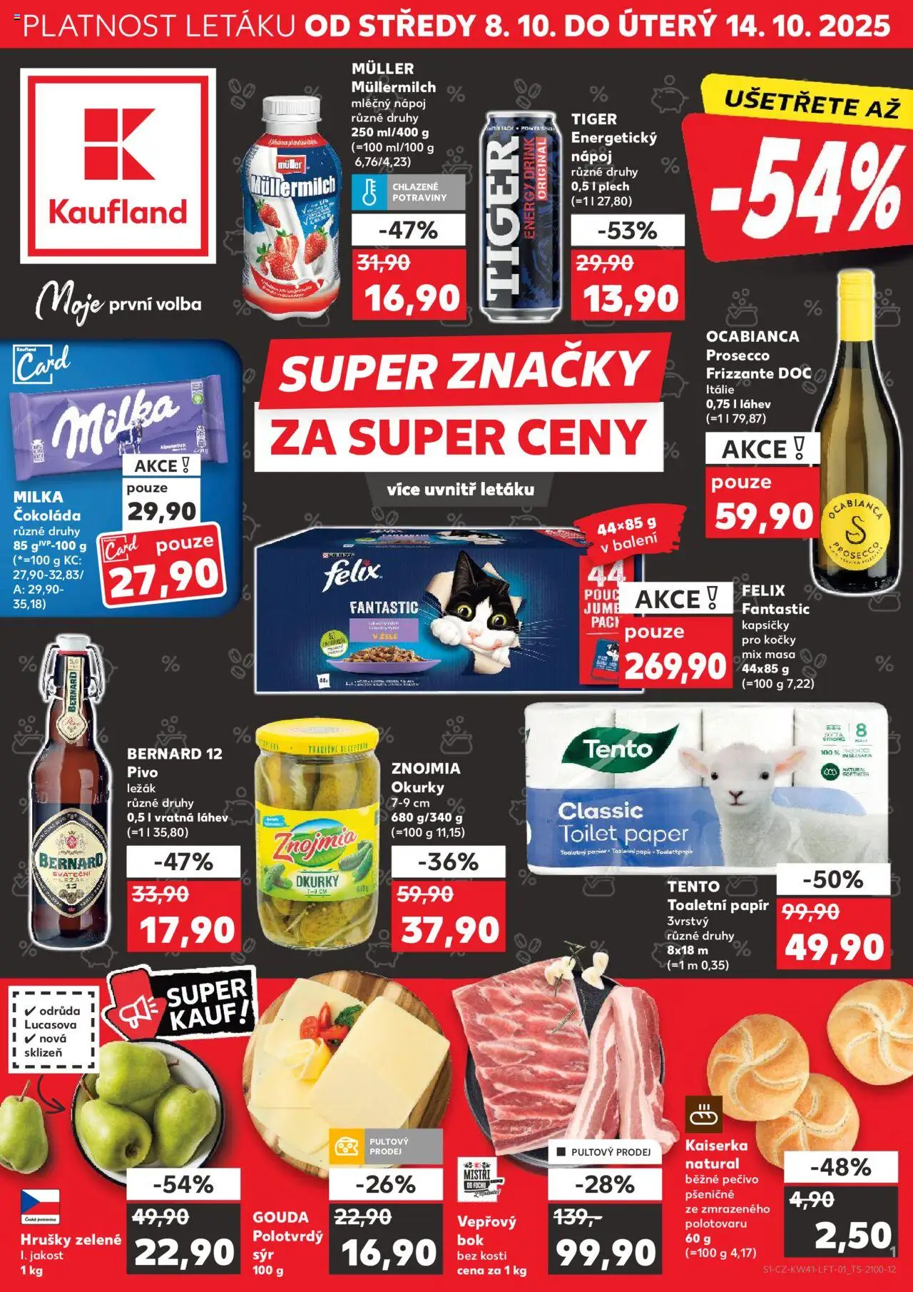 Kaufland leták - Liberec od 08.10.2025 | Strana: 1 | Produkty: Milka, Energetický nápoj, Bernard, Energy drink