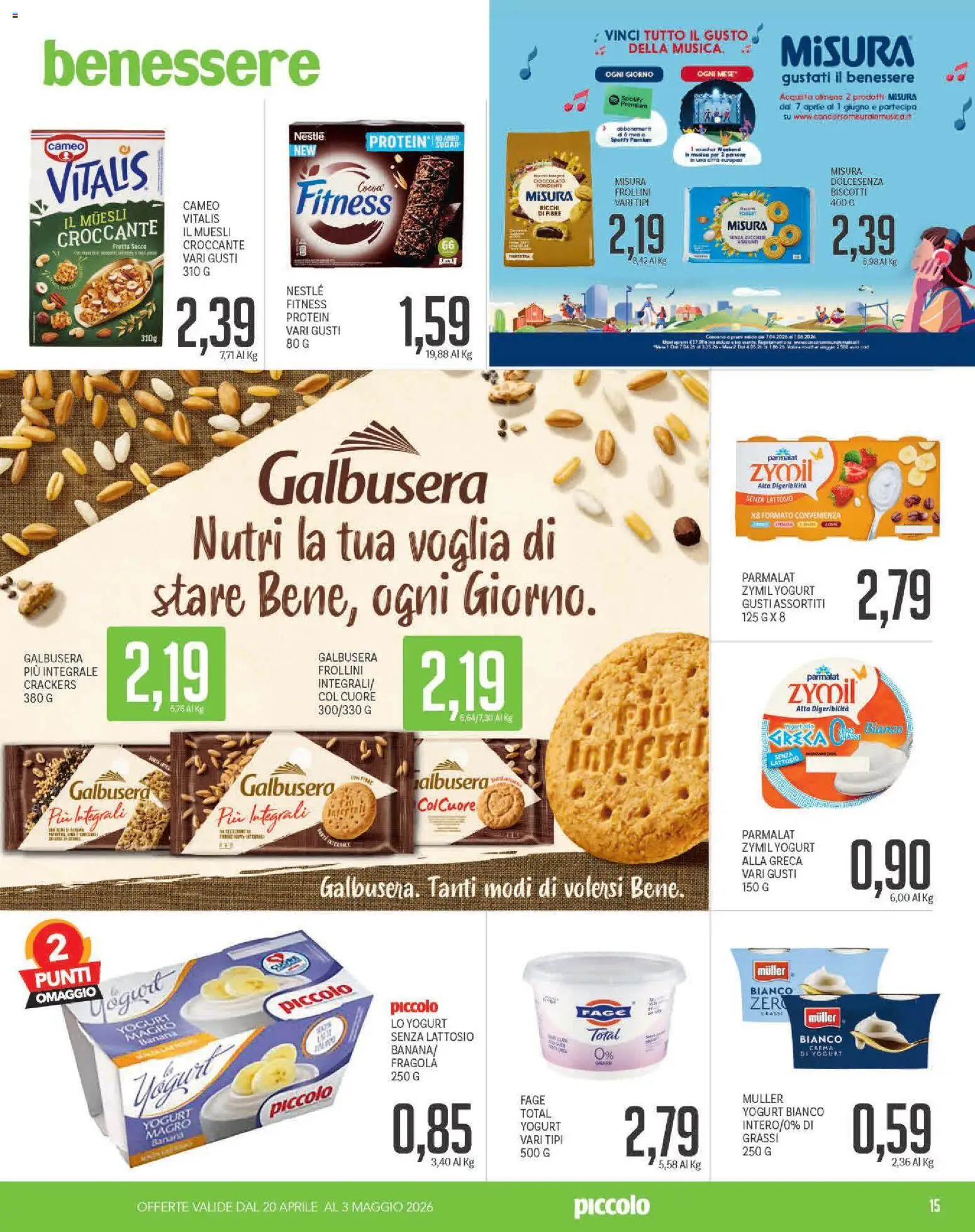 Volantino Piccolo del 20.04.2026 | Pagina: 15 | Prodotti: Crema, Biscotti, Crackers, Frollini