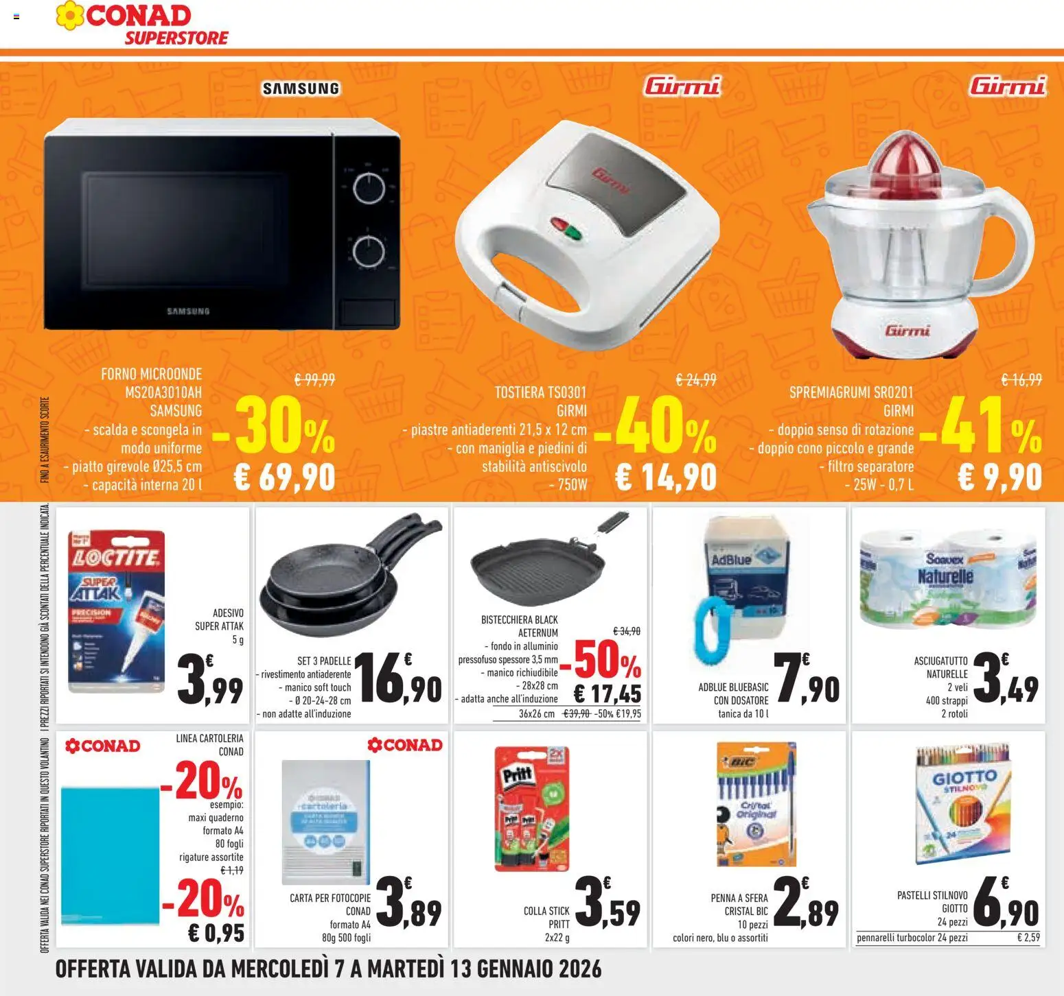 Volantino Conad del 07.01.2026 | Pagina: 22 | Prodotti: Microonde, Asciugatutto, Alluminio, Pennarelli