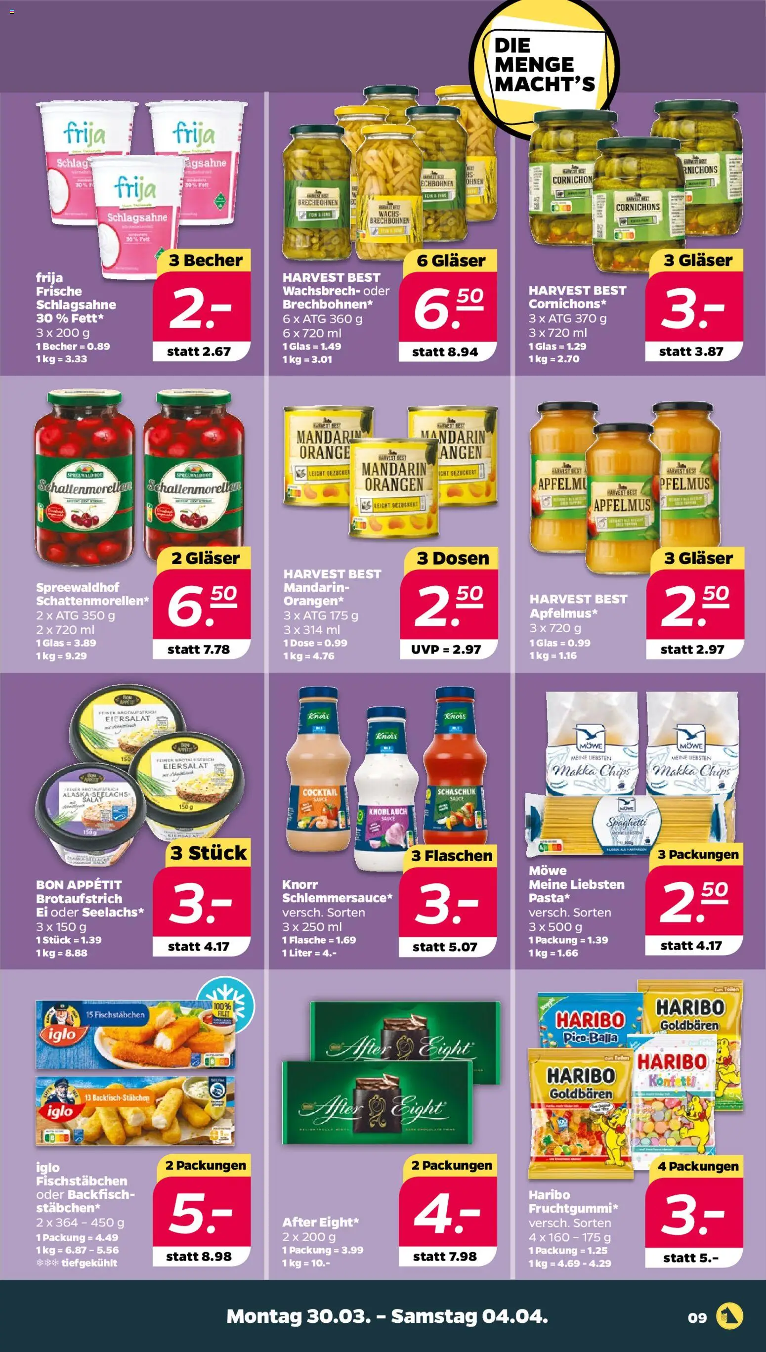 Netto Prospekt 	 – gültig ab 30.03.2026 | Seite: 9 | Produkte: Schlagsahne, Knorr, Knoblauch, Salat