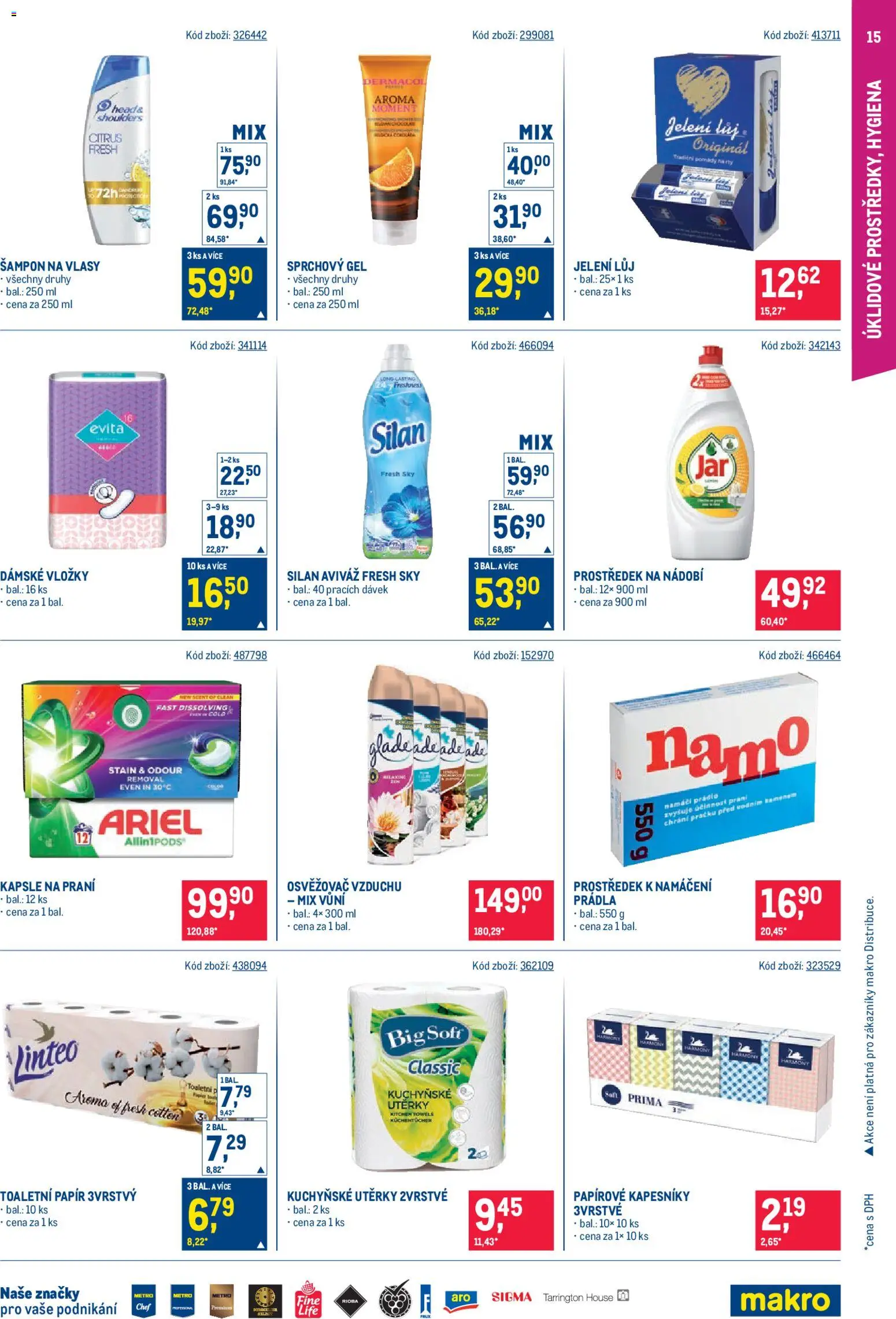 Makro leták - Maloobchod od 14.01.2026 | Strana: 15 | Produkty: Nádobí, Vložky, Toaletní papír, Papírové kapesníky
